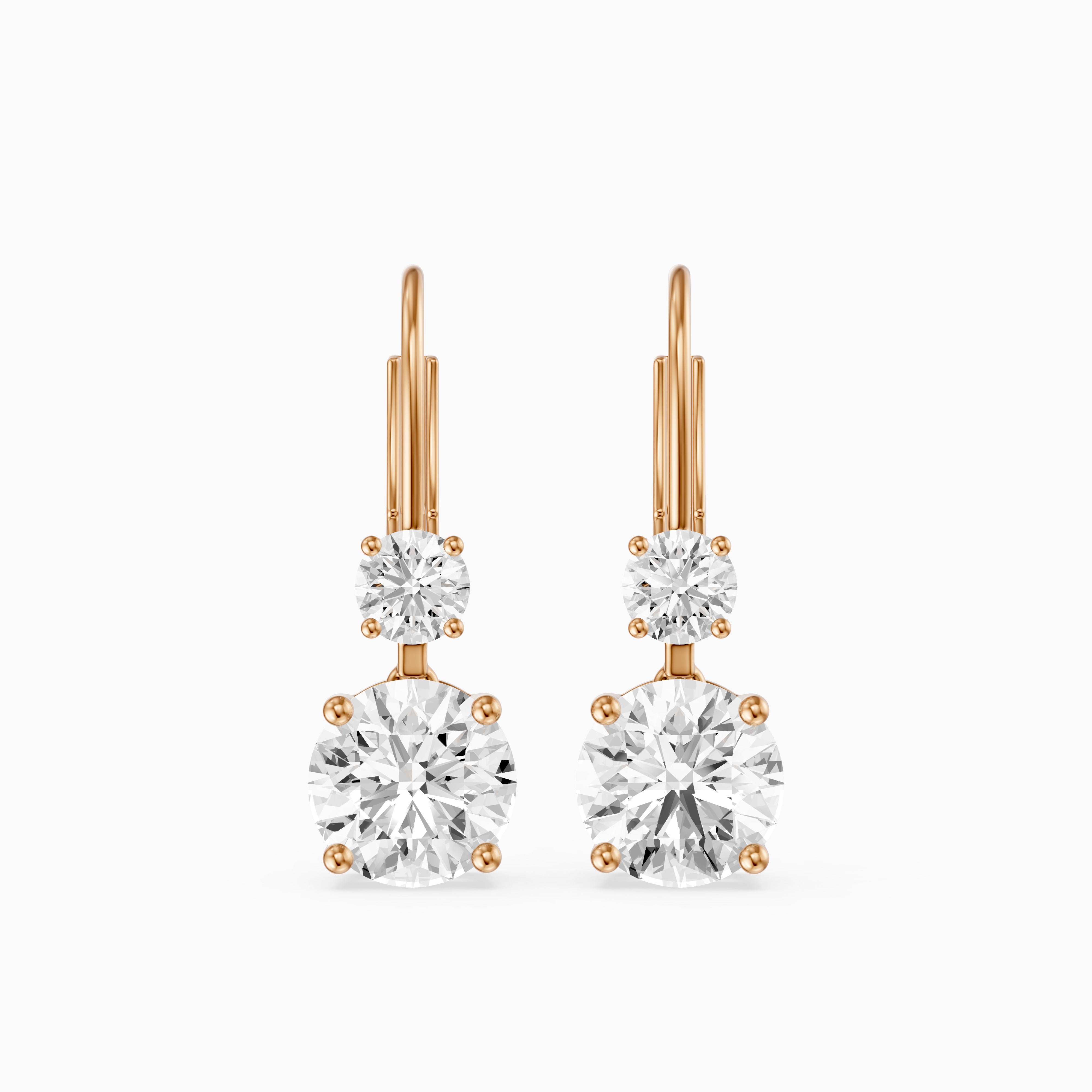 Paris Two Stone Round Lab Grown Diamond Drop Earrings