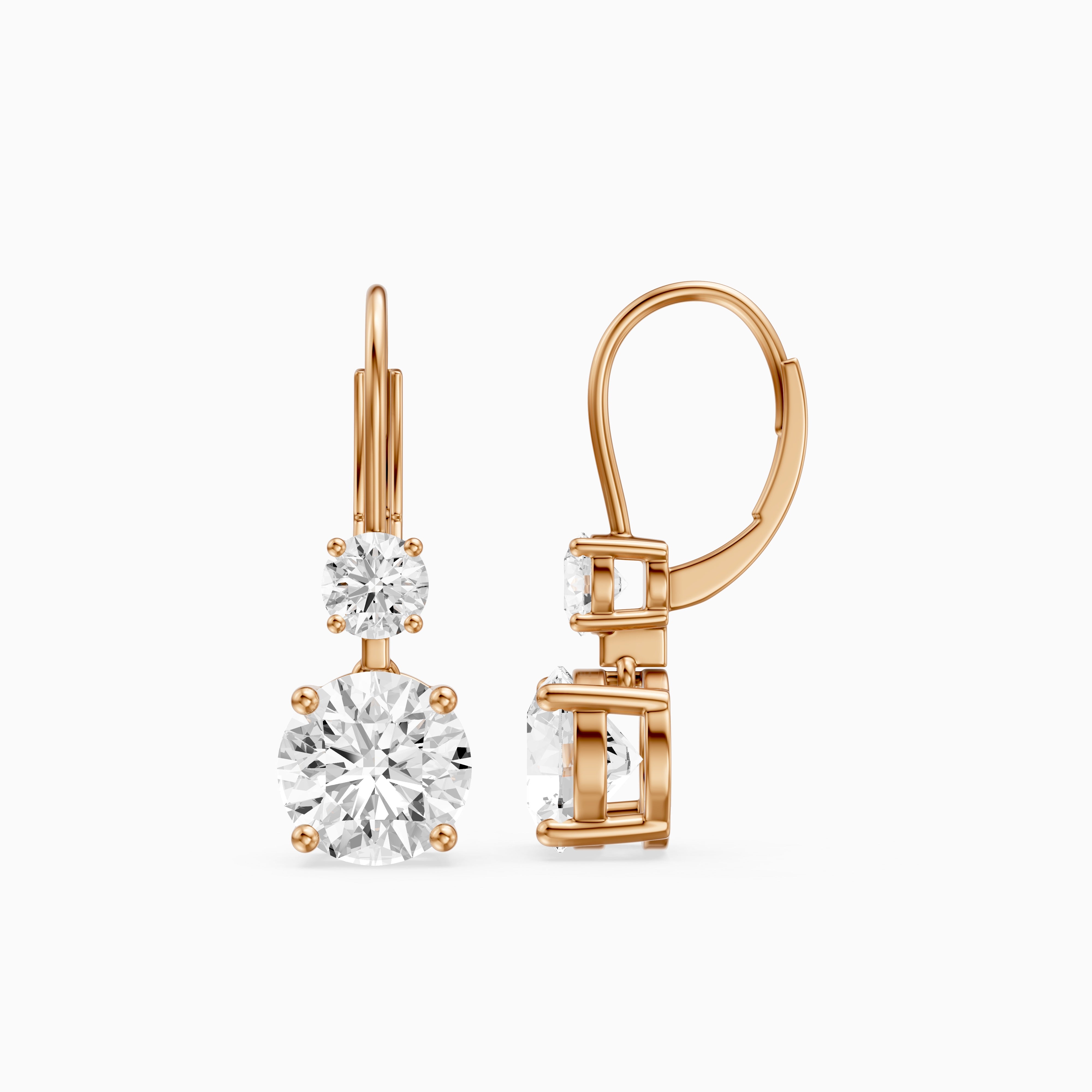 Paris Two Stone Round Lab Grown Diamond Drop Earrings