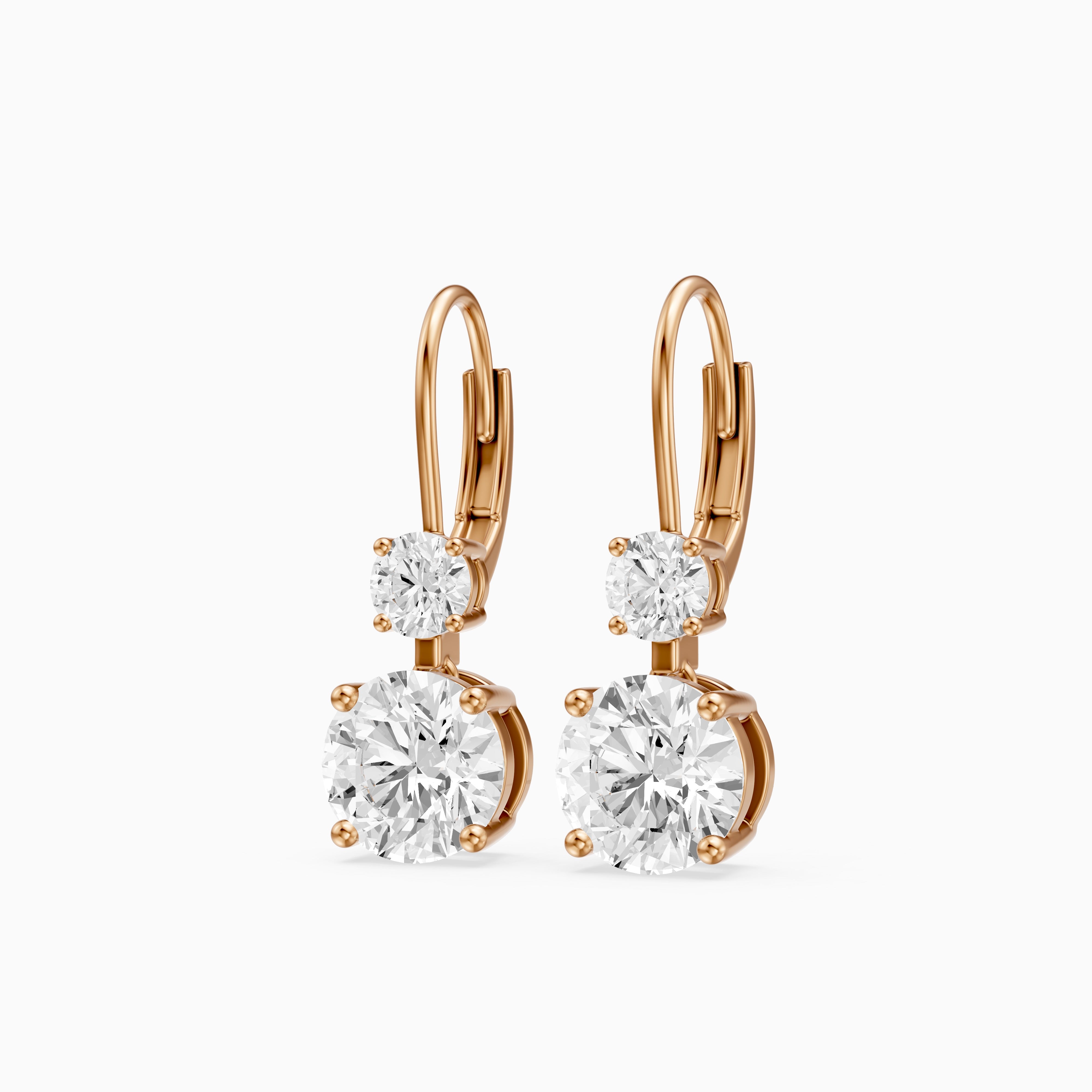 Paris Two Stone Round Lab Grown Diamond Drop Earrings
