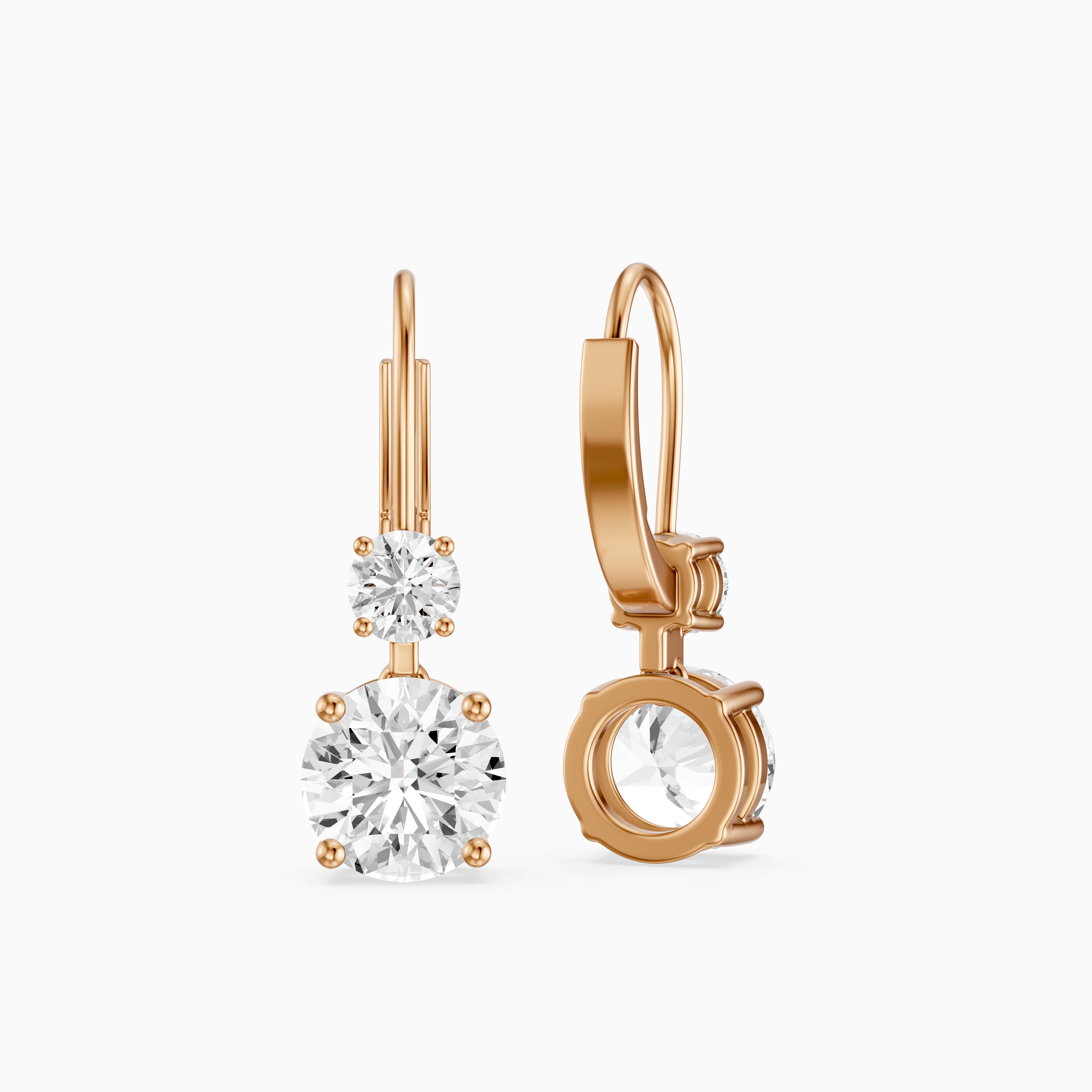Paris Two Stone Round Lab Grown Diamond Drop Earrings