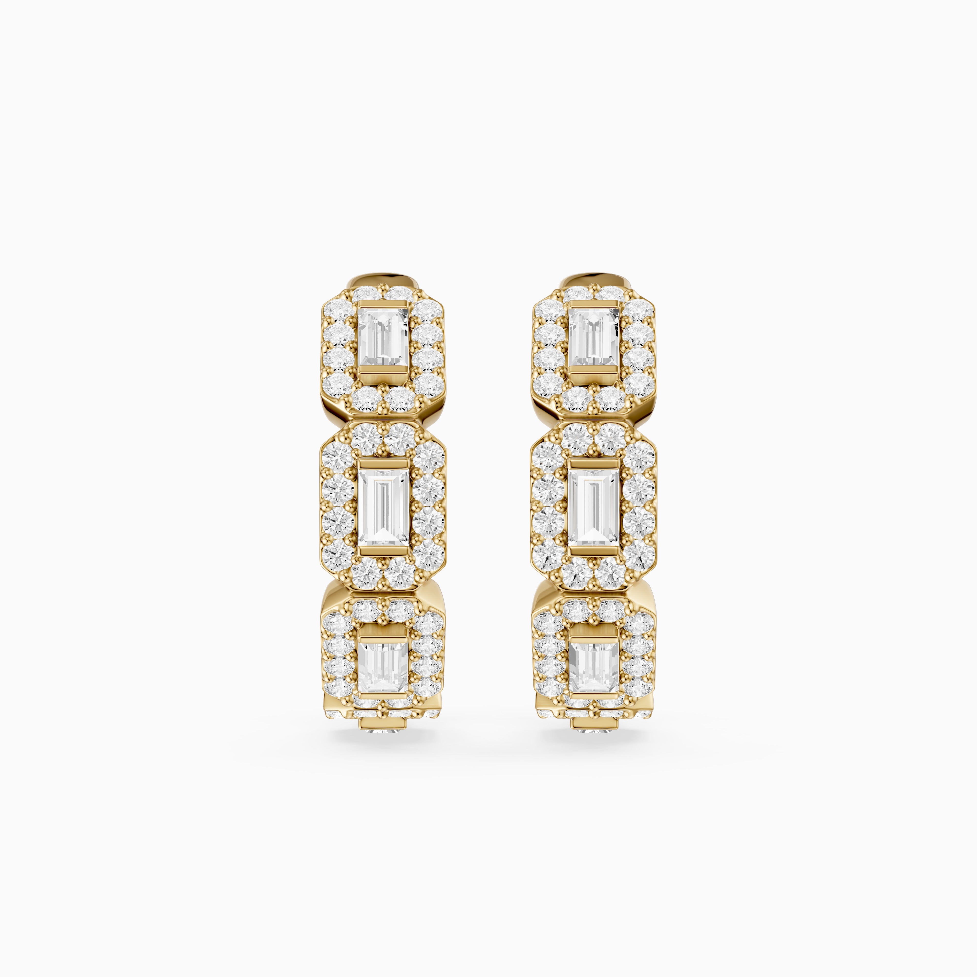 Sabine Baguette Lab Grown Diamond Halo Hoop Earrings