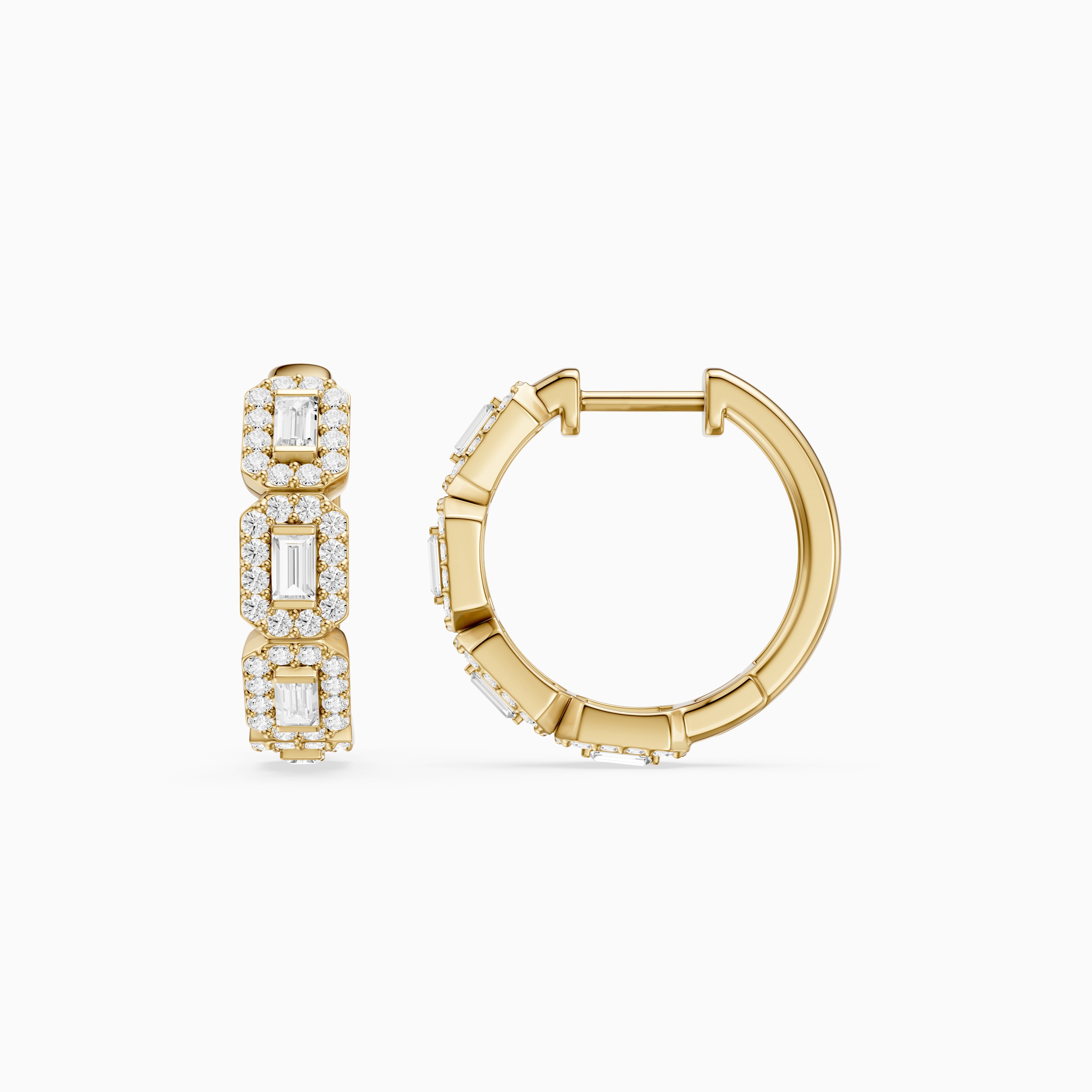 Sabine Baguette Lab Grown Diamond Halo Hoop Earrings