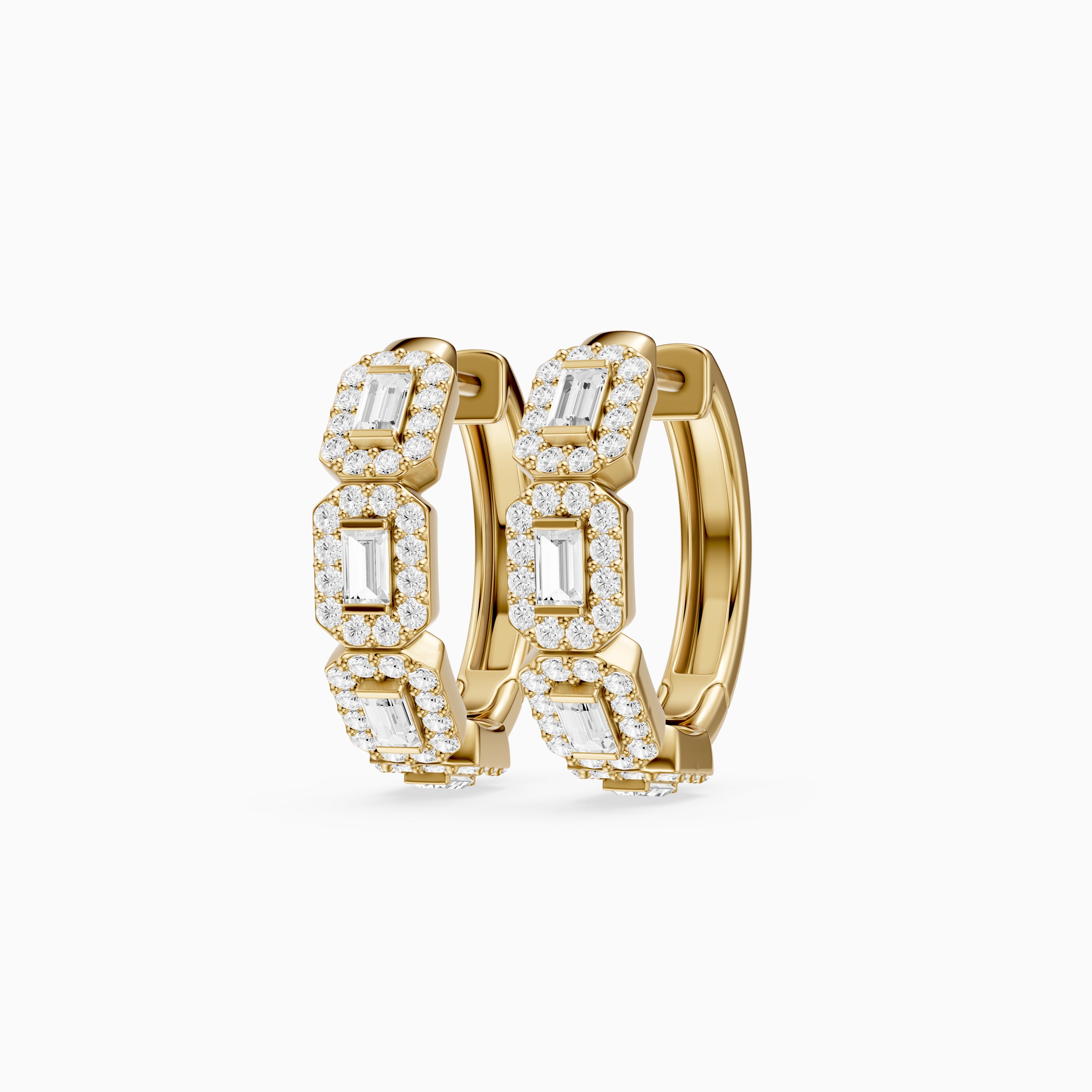 Sabine Baguette Lab Grown Diamond Halo Hoop Earrings