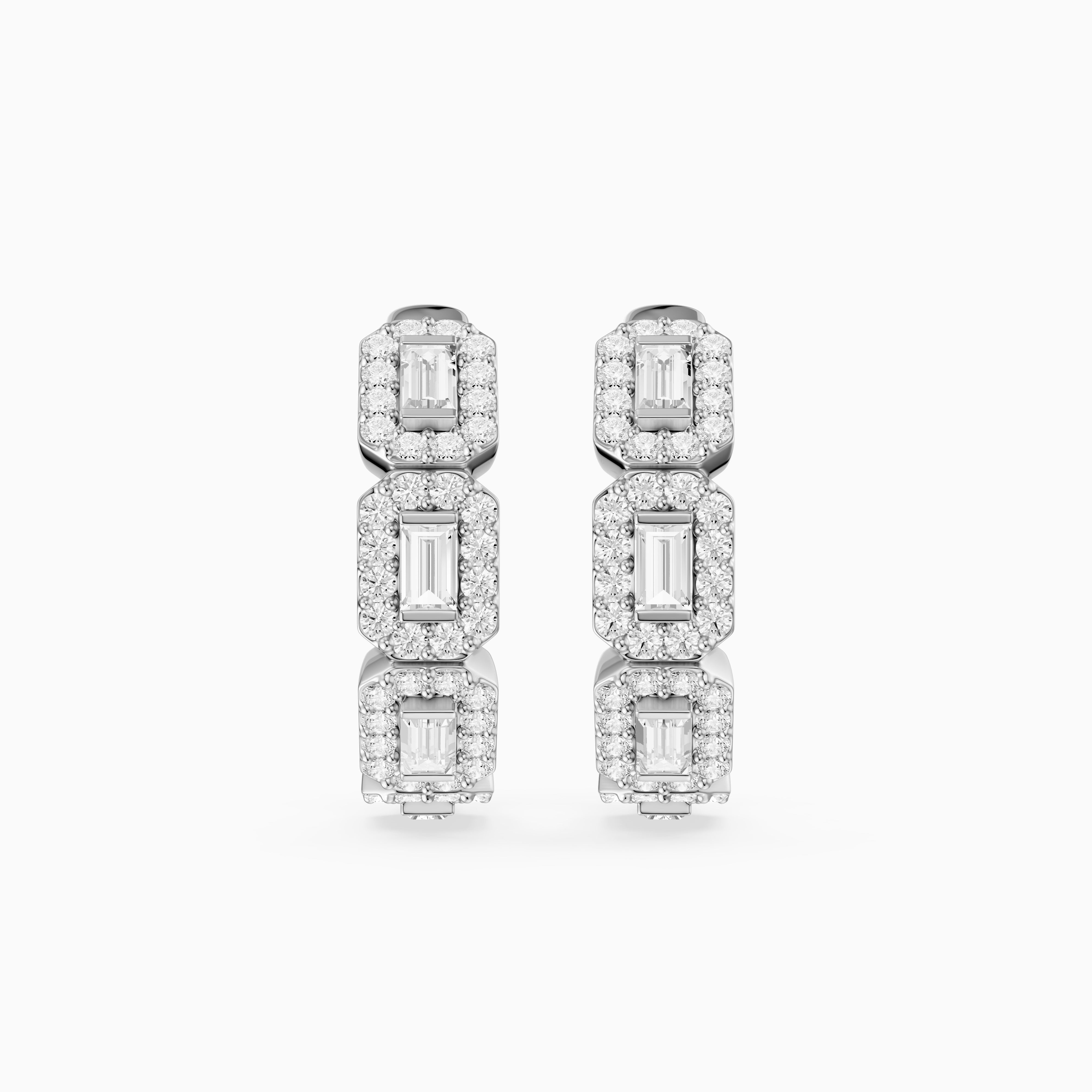 Sabine Baguette Lab Grown Diamond Halo Hoop Earrings