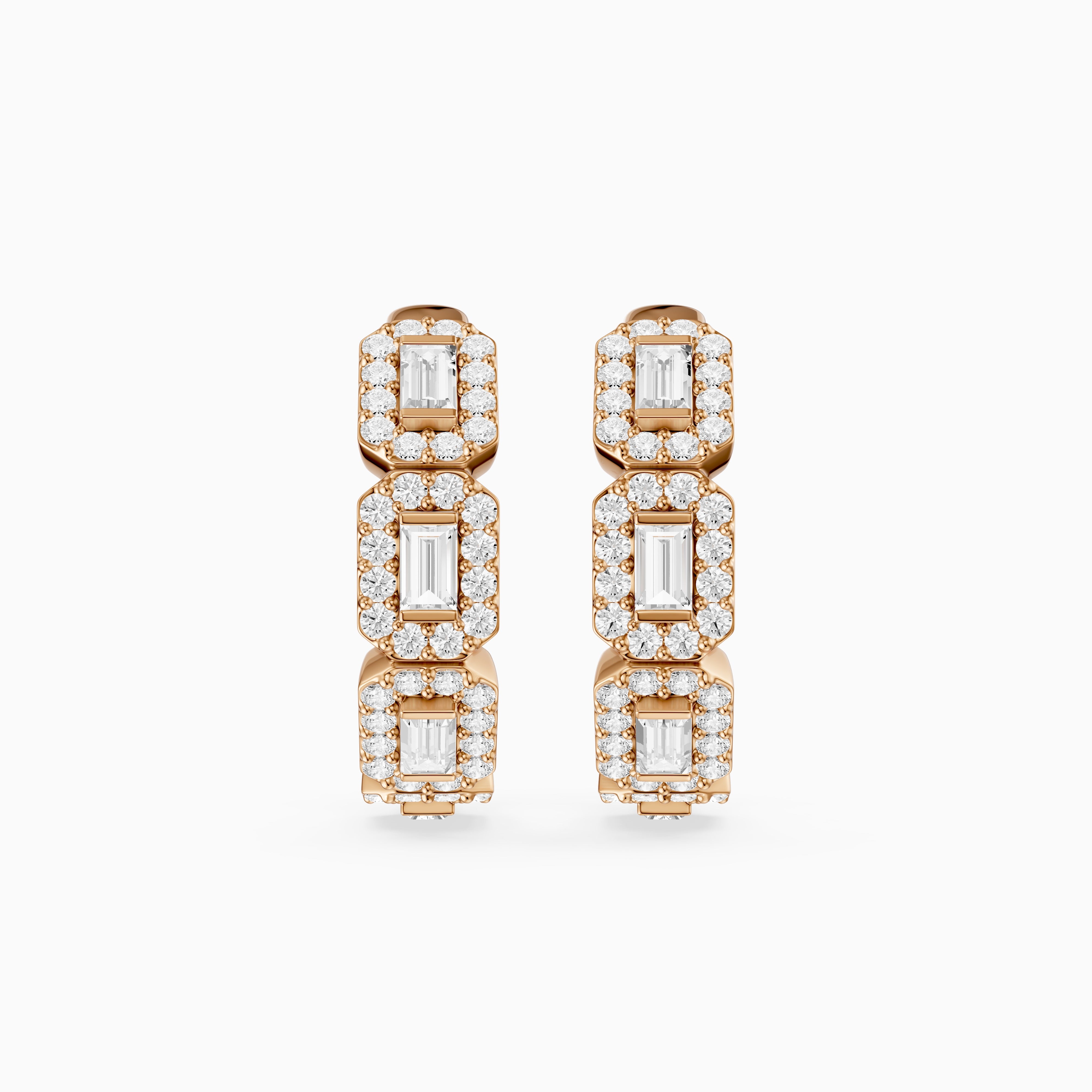 Sabine Baguette Lab Grown Diamond Halo Hoop Earrings