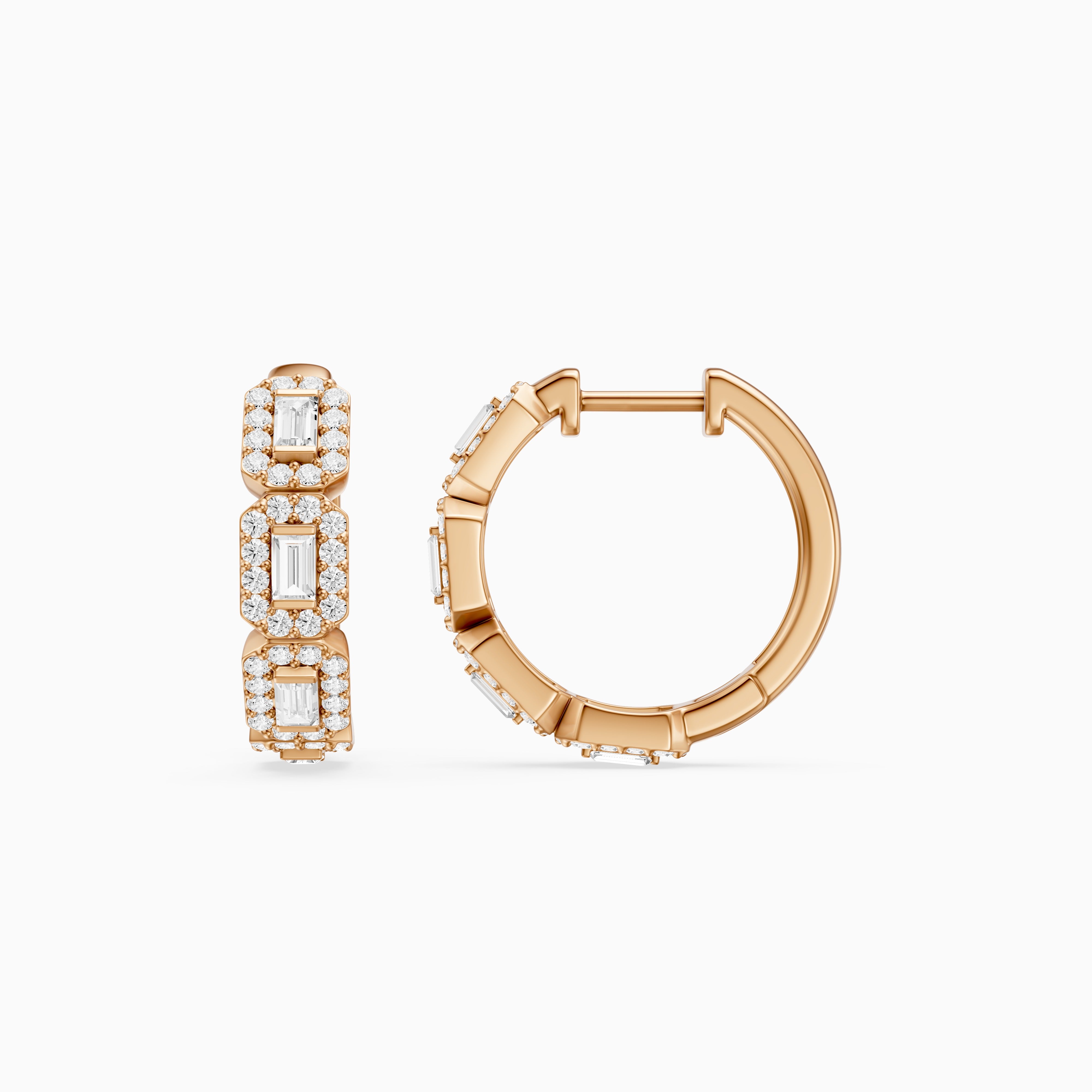 Sabine Baguette Lab Grown Diamond Halo Hoop Earrings