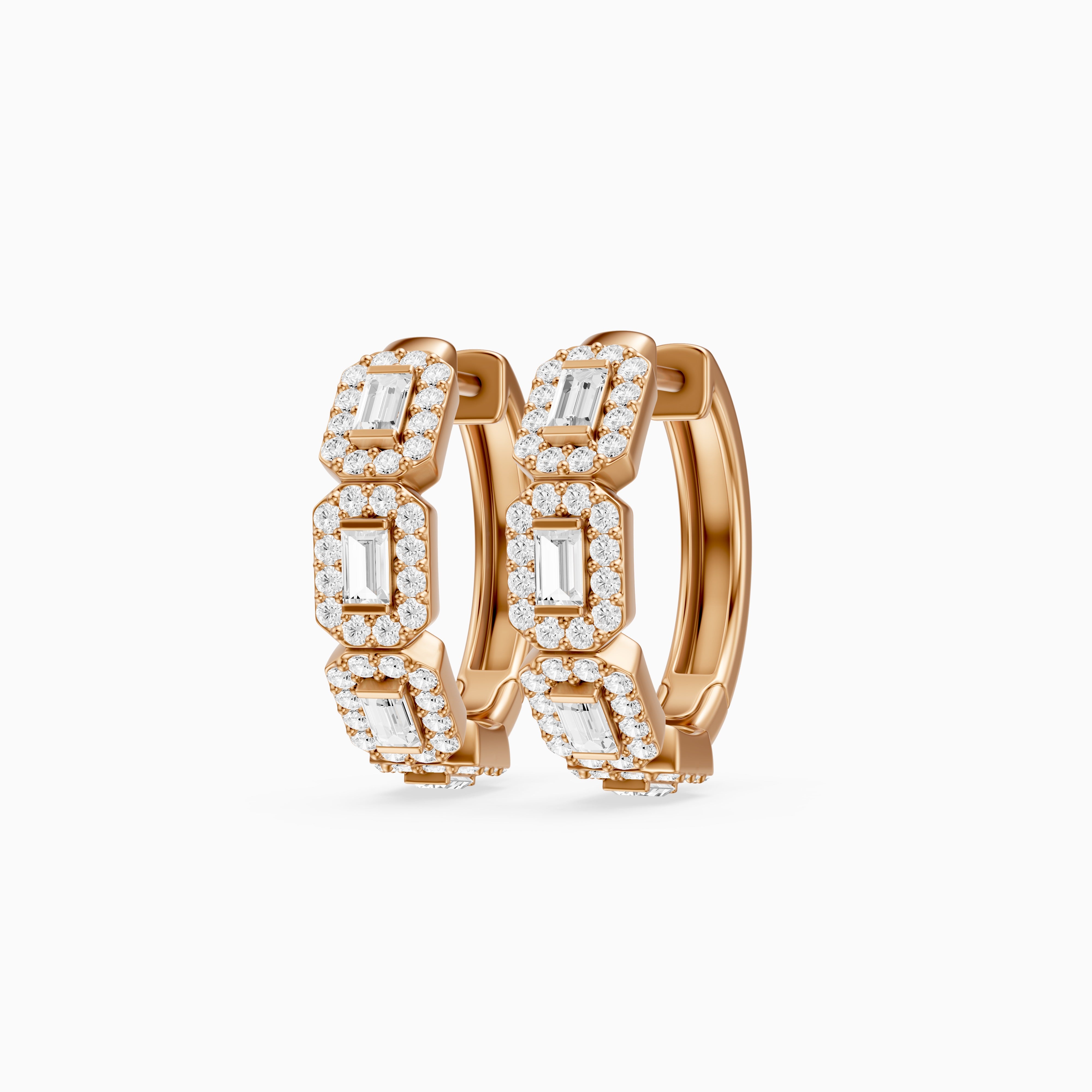 Sabine Baguette Lab Grown Diamond Halo Hoop Earrings