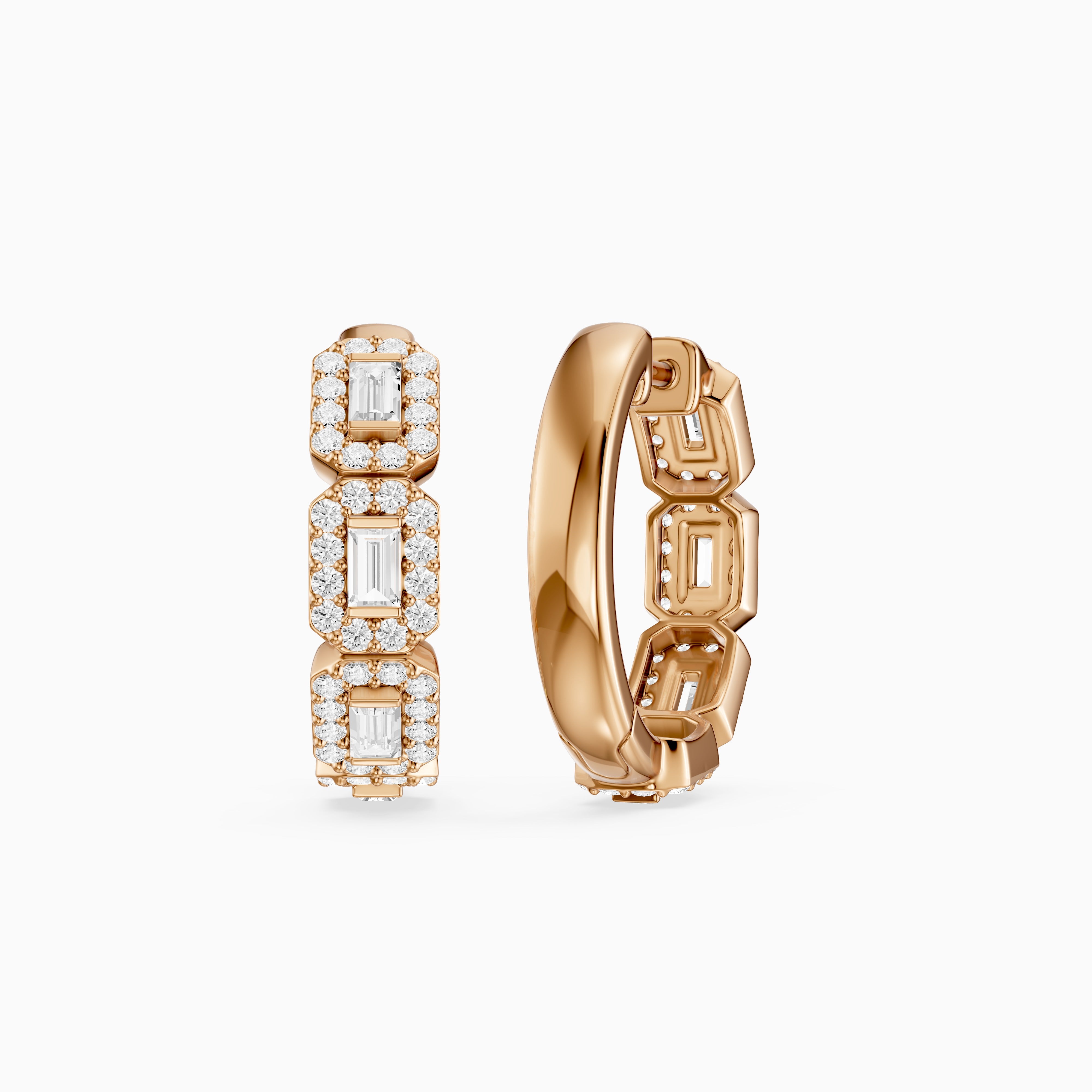 Sabine Baguette Lab Grown Diamond Halo Hoop Earrings