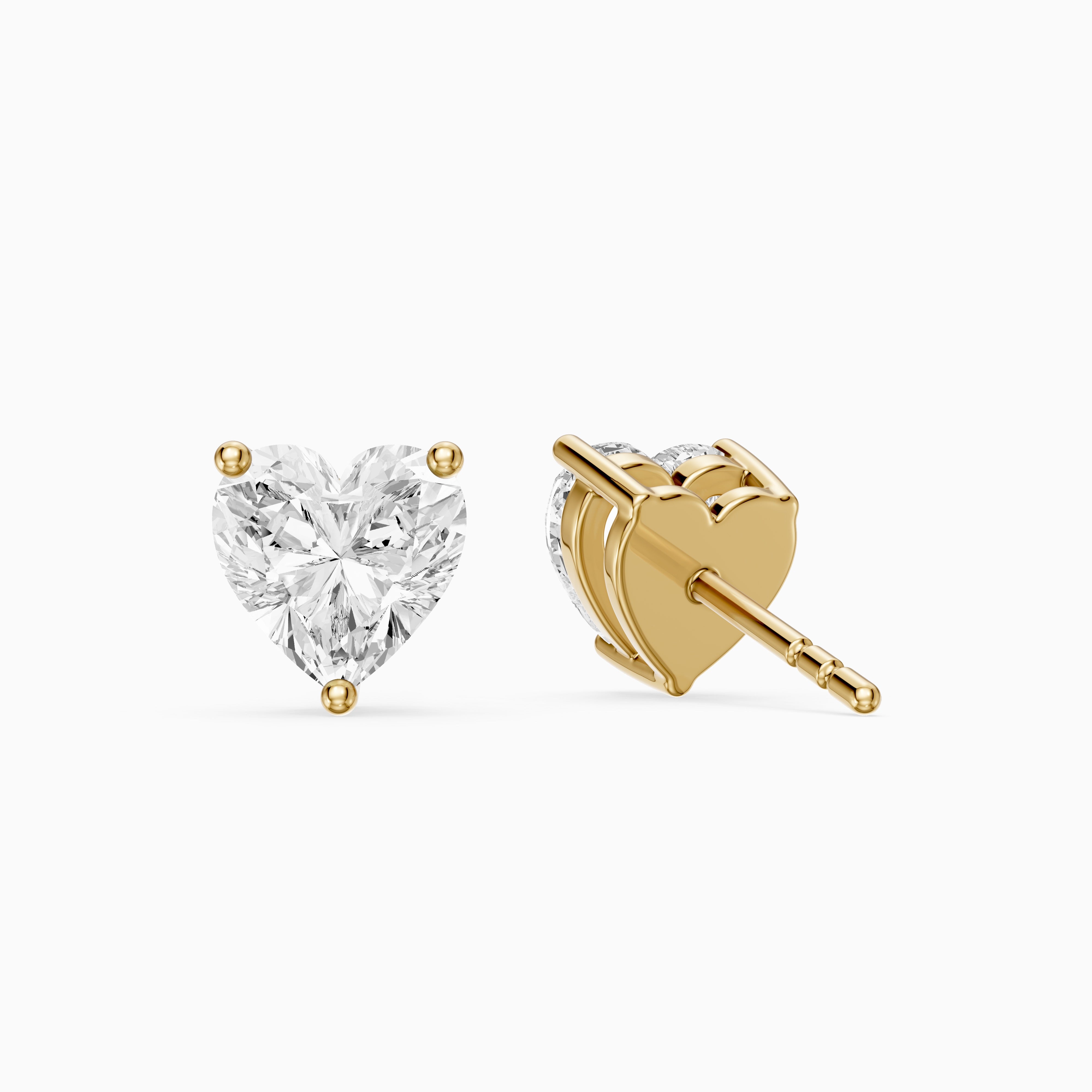 Cristina Heart Shape Lab Grown Diamond Solitaire Stud Earrings