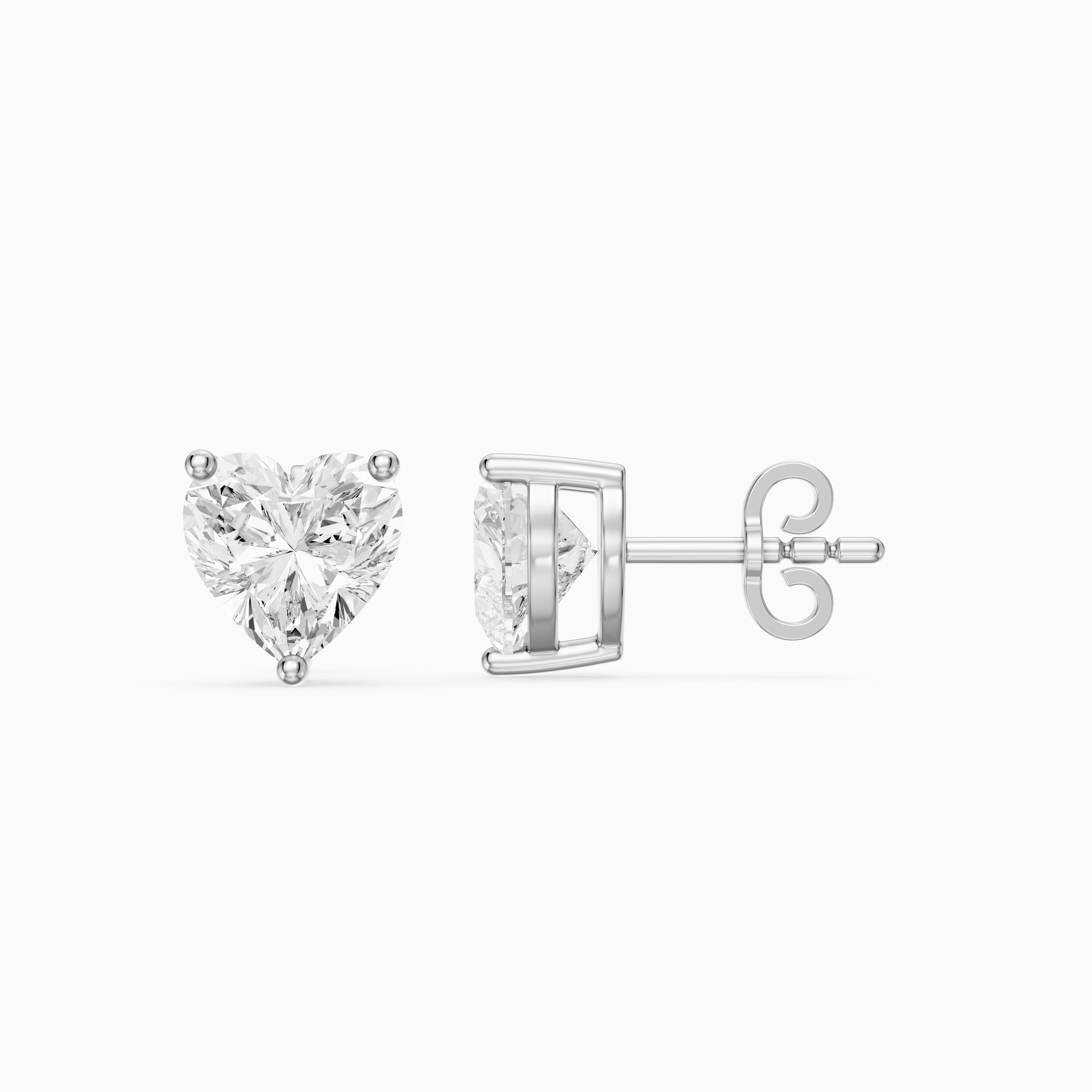 Cristina Heart Shape Lab Grown Diamond Solitaire Stud Earrings