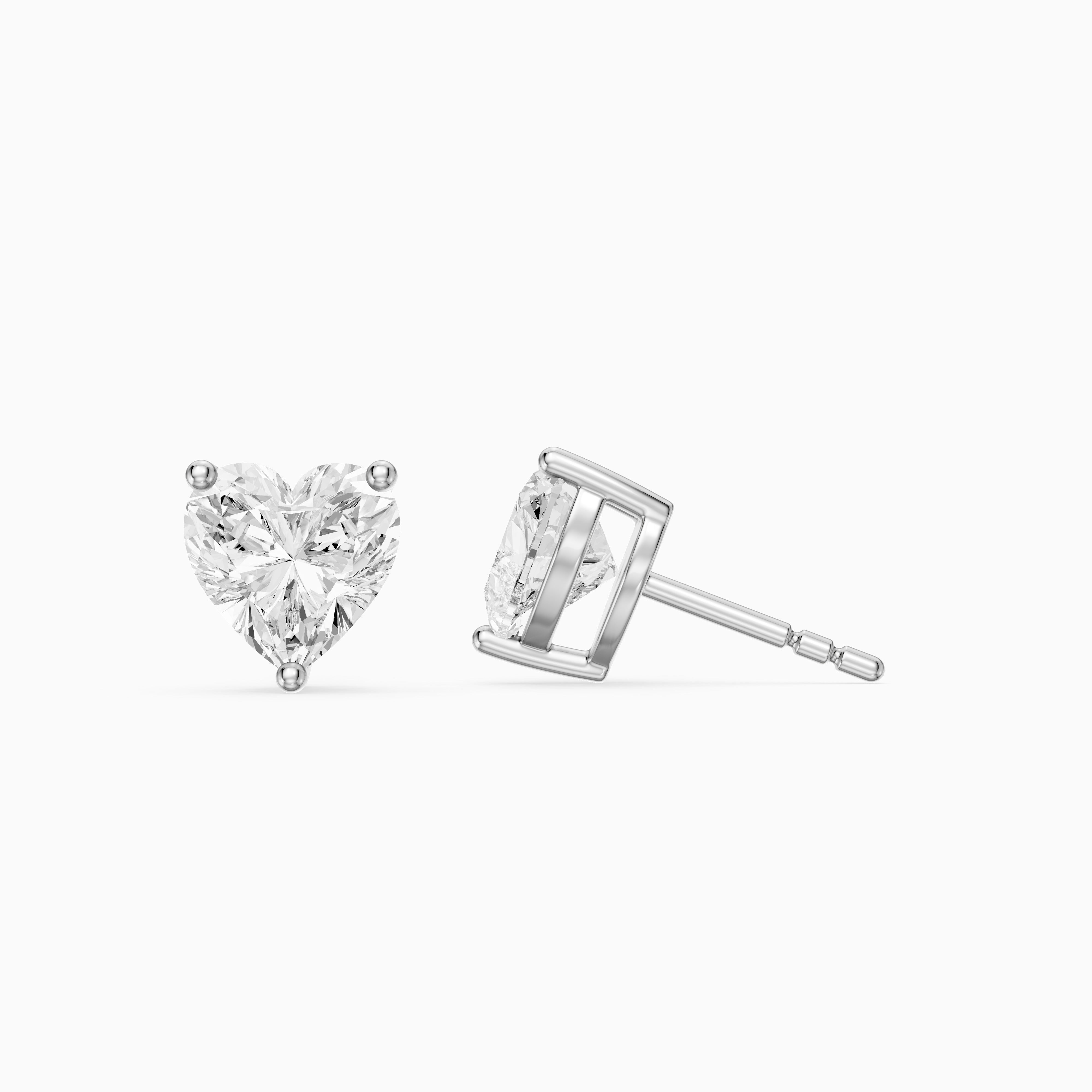 Cristina Heart Shape Lab Grown Diamond Solitaire Stud Earrings