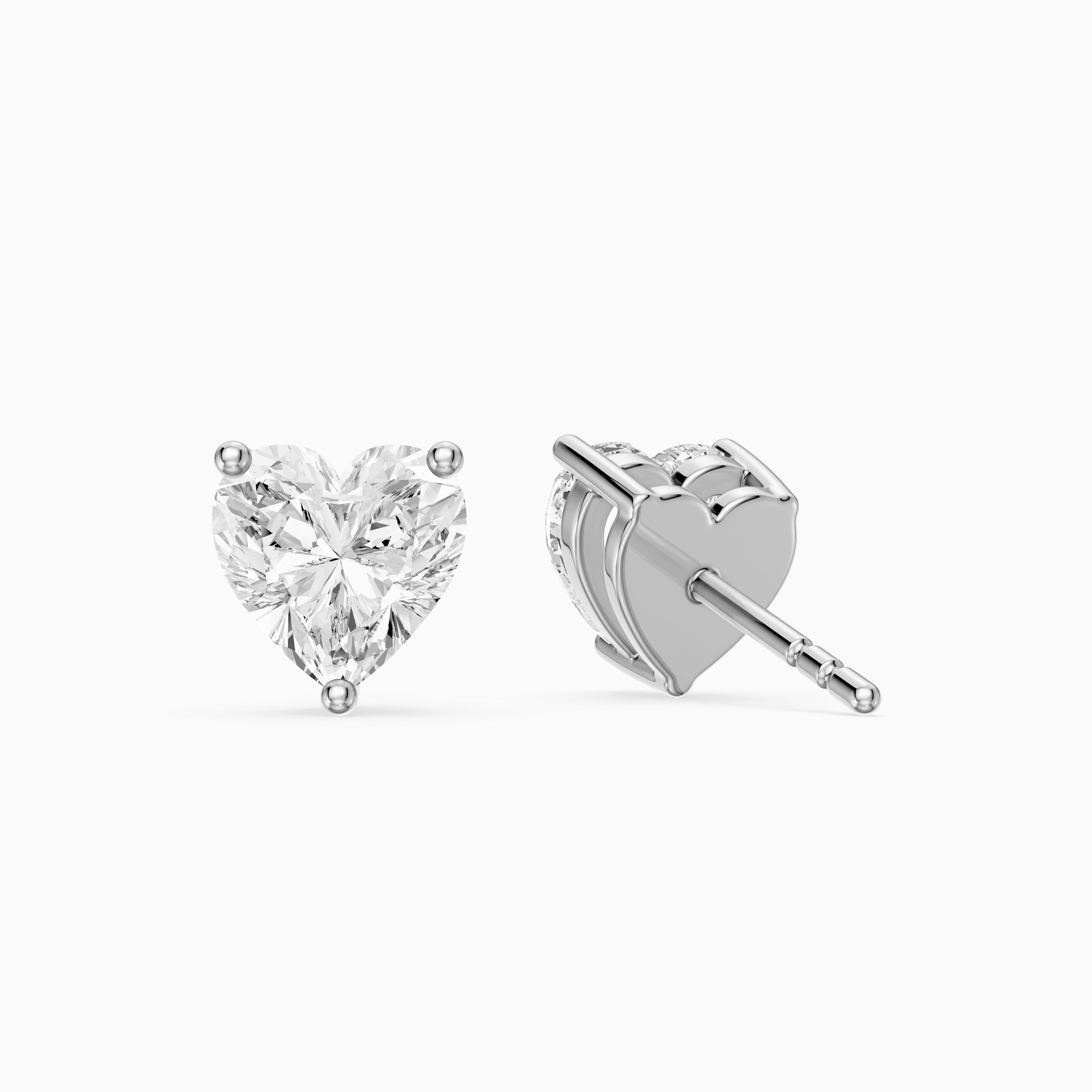 Cristina Heart Shape Lab Grown Diamond Solitaire Stud Earrings