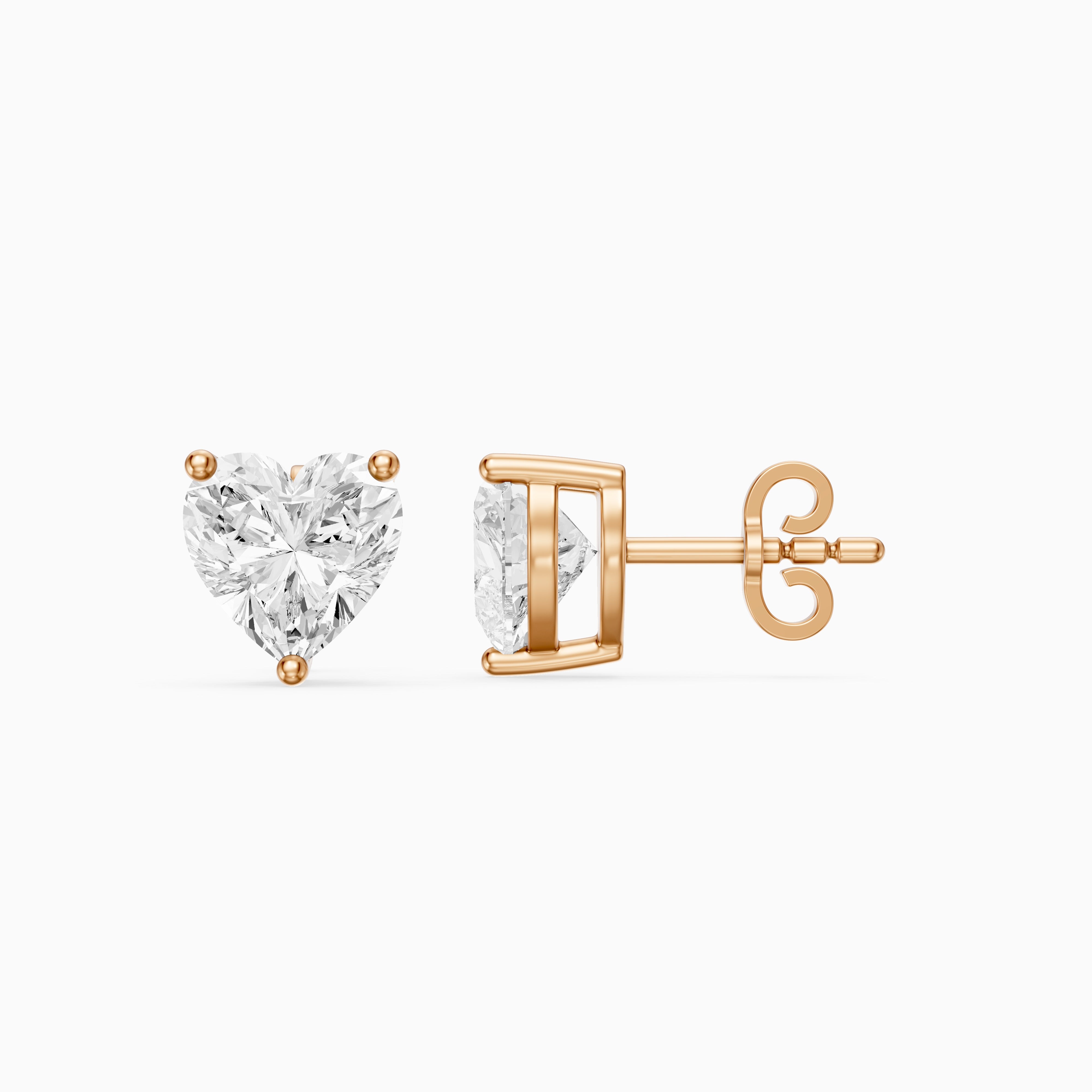 Cristina Heart Shape Lab Grown Diamond Solitaire Stud Earrings