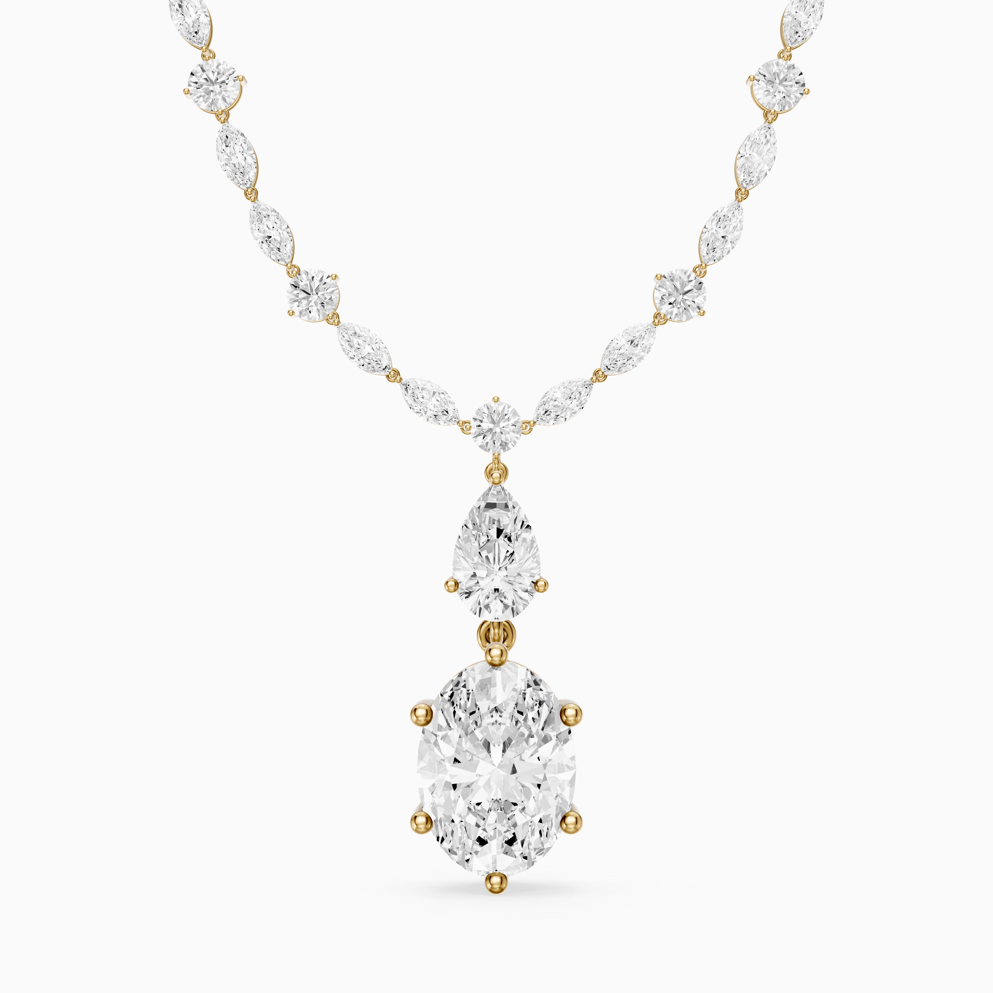 Serenity Mixed Cut Lab Grown Diamond Drop Tennis Necklace