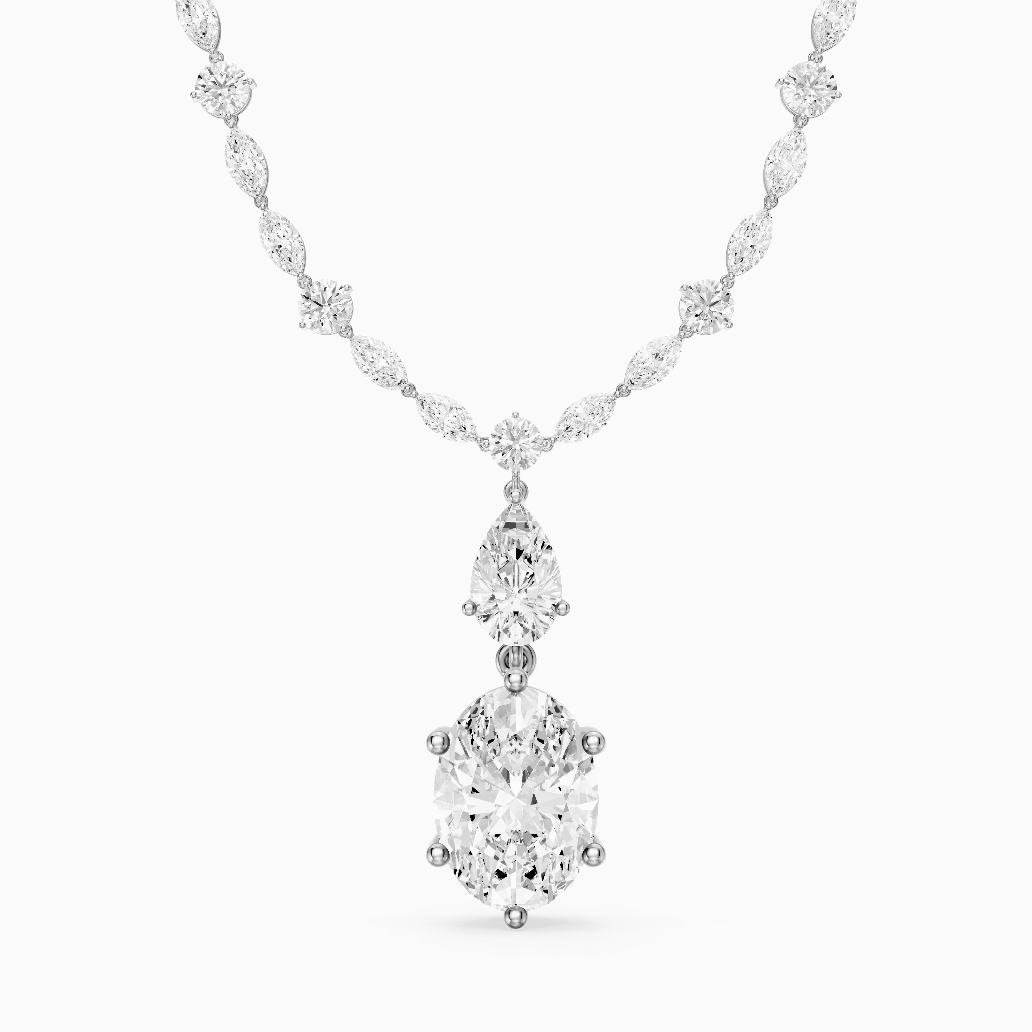 Serenity Mixed Cut Lab Grown Diamond Drop Tennis Necklace