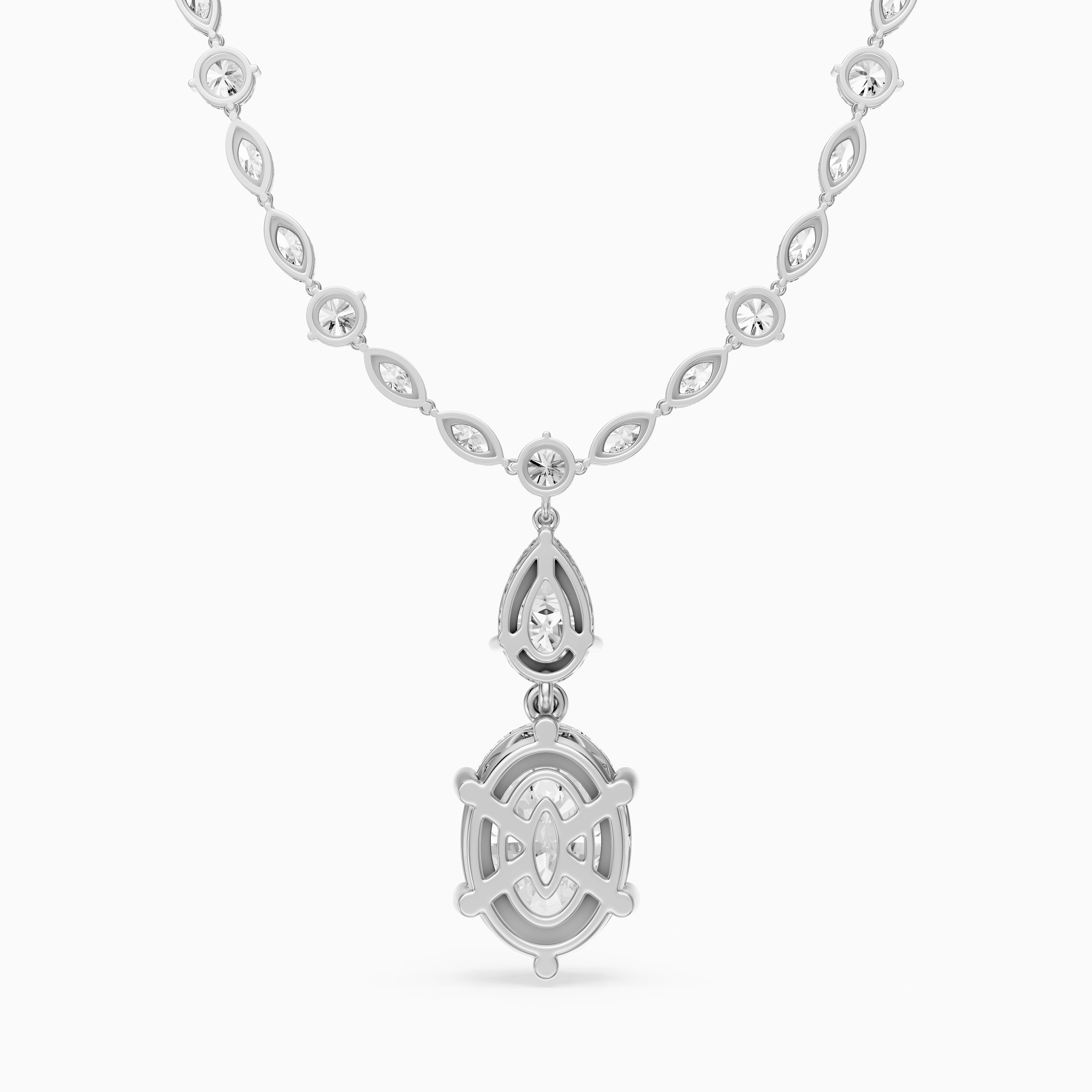 Serenity Mixed Cut Lab Grown Diamond Drop Tennis Necklace