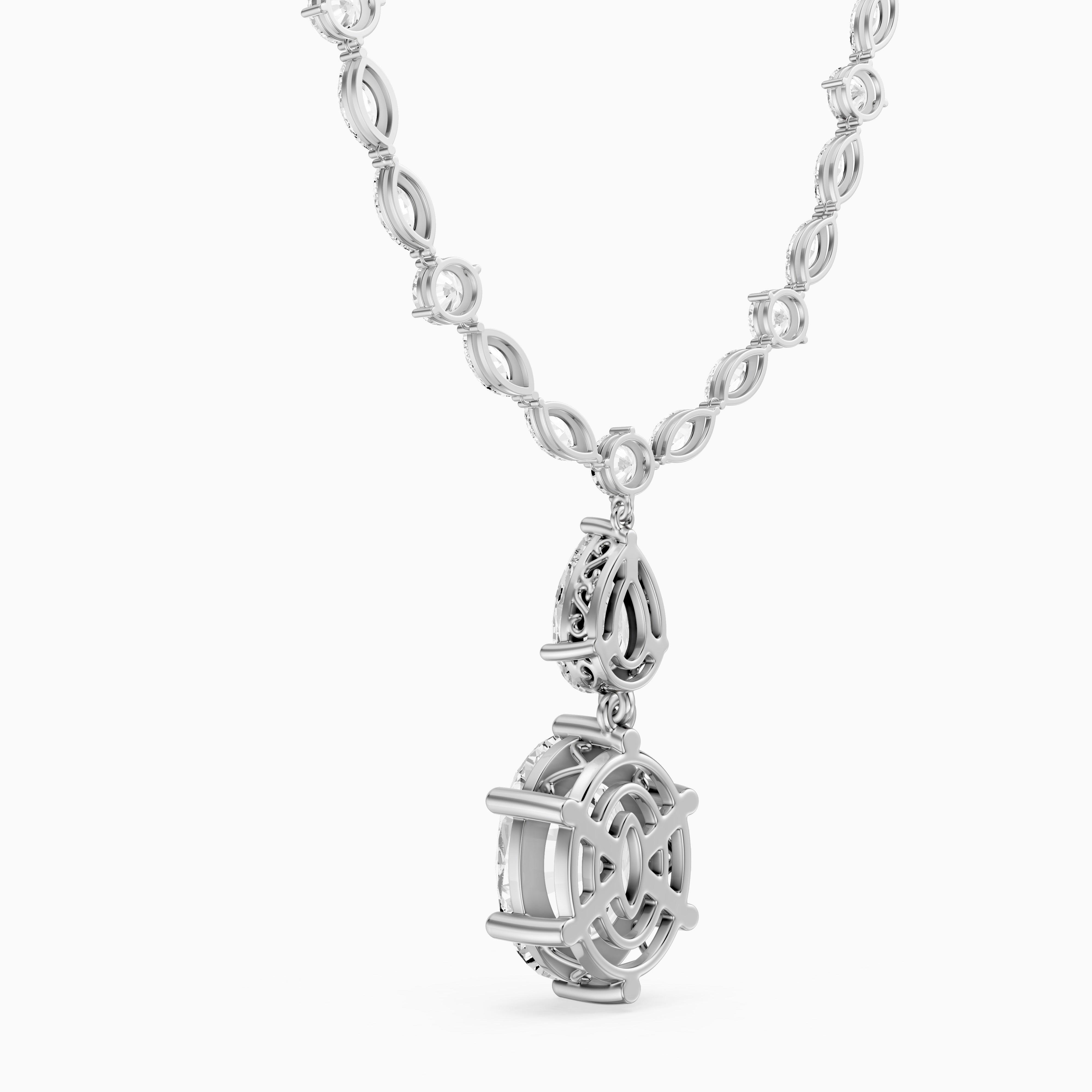 Serenity Mixed Cut Lab Grown Diamond Drop Tennis Necklace