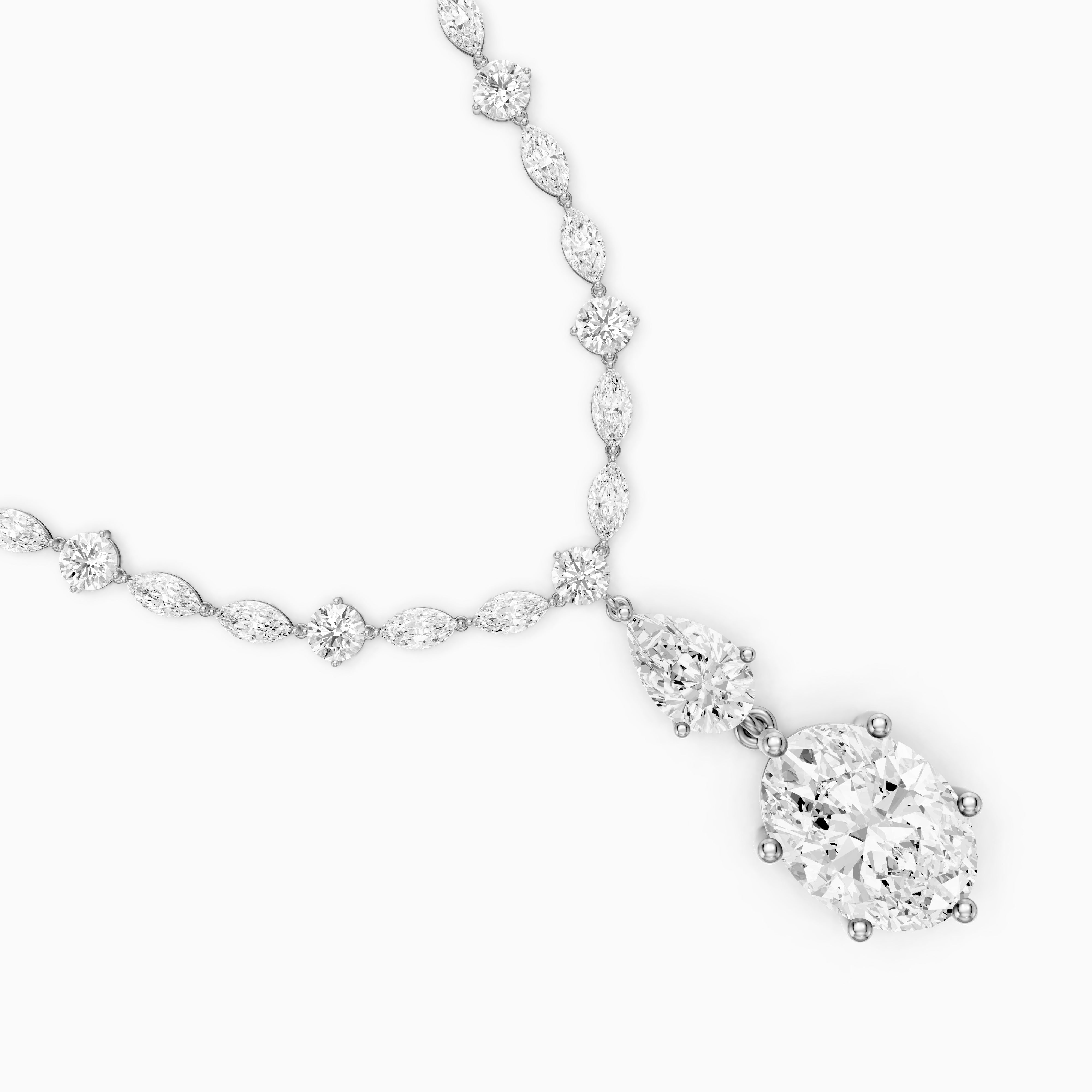Serenity Mixed Cut Lab Grown Diamond Drop Tennis Necklace