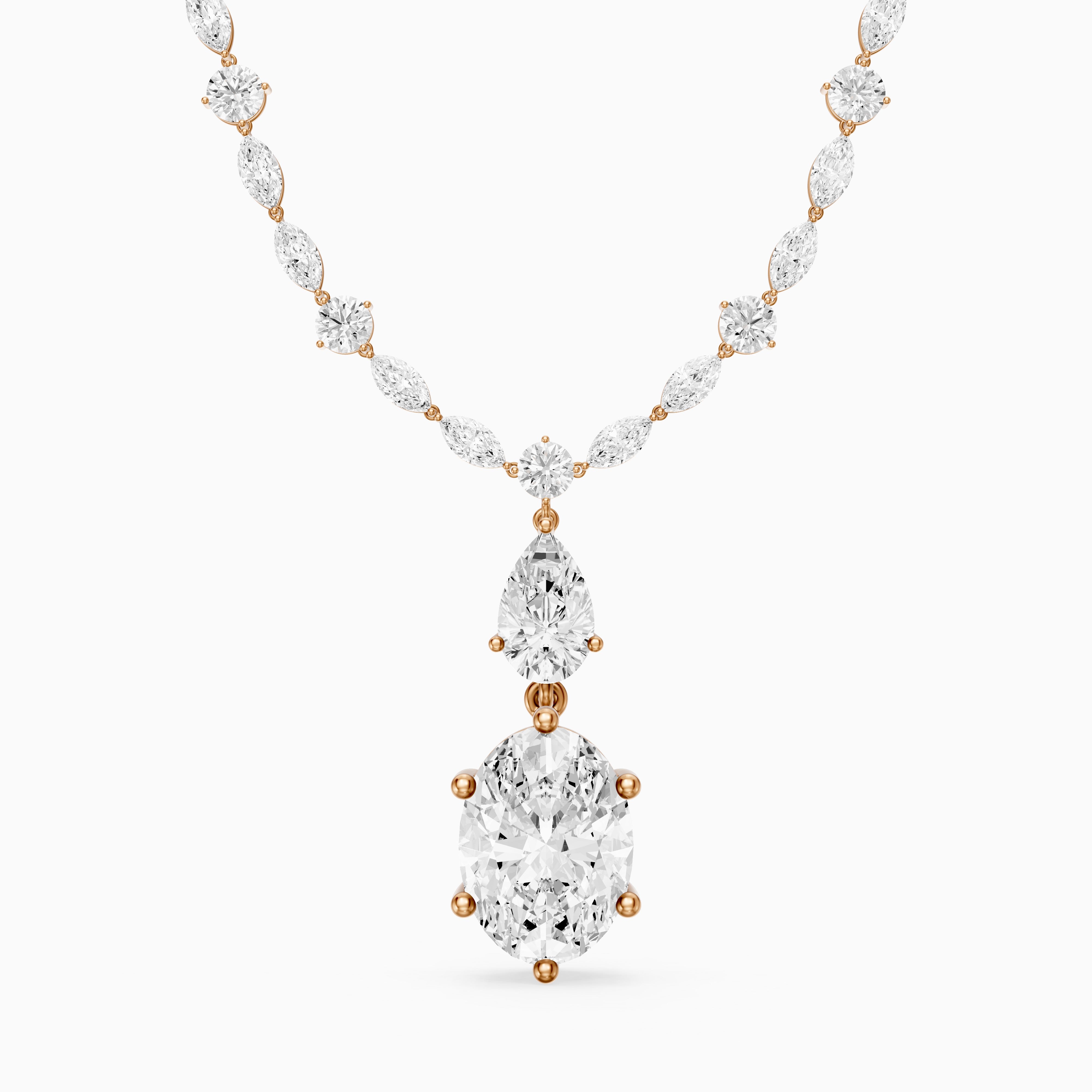 Serenity Mixed Cut Lab Grown Diamond Drop Tennis Necklace