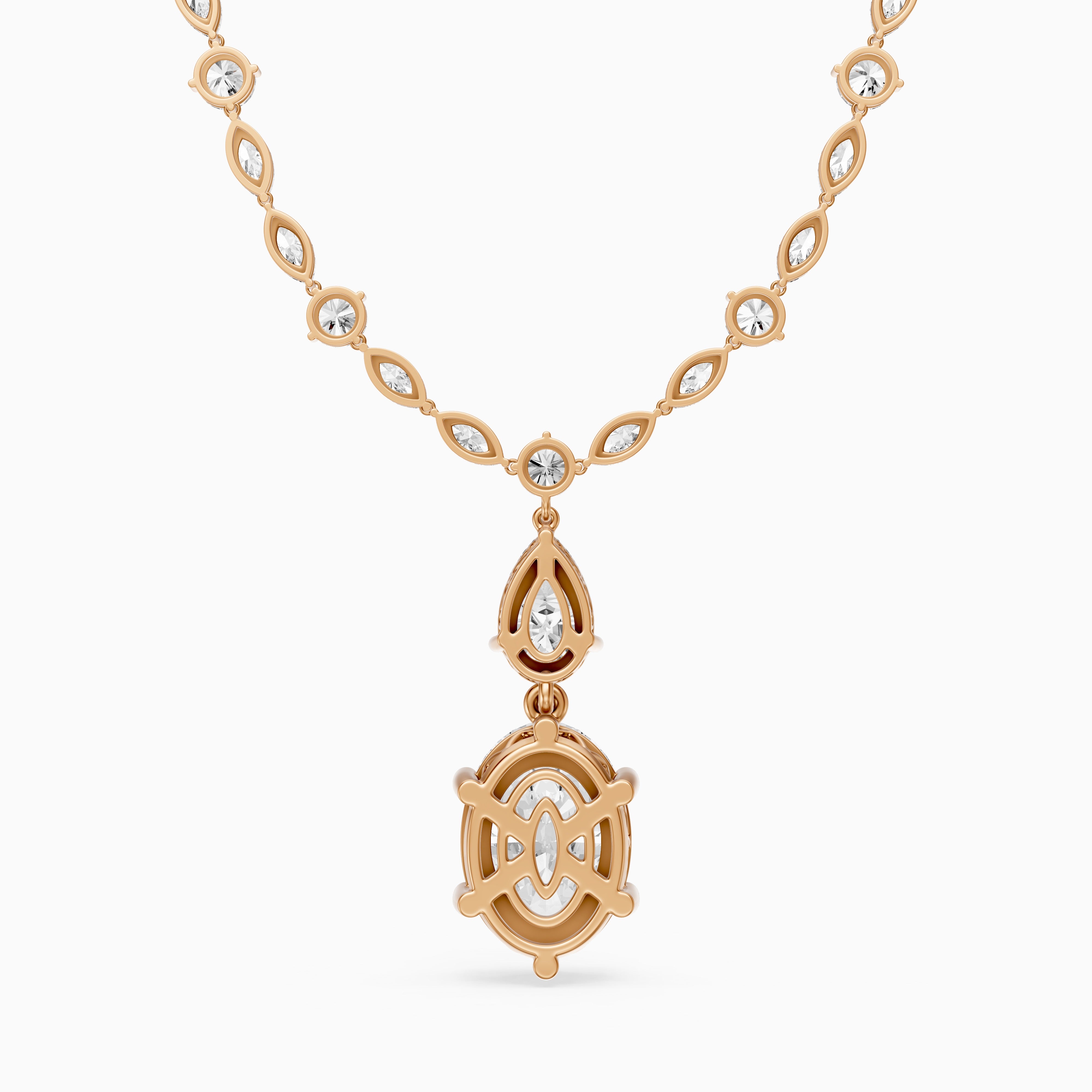 Serenity Mixed Cut Lab Grown Diamond Drop Tennis Necklace