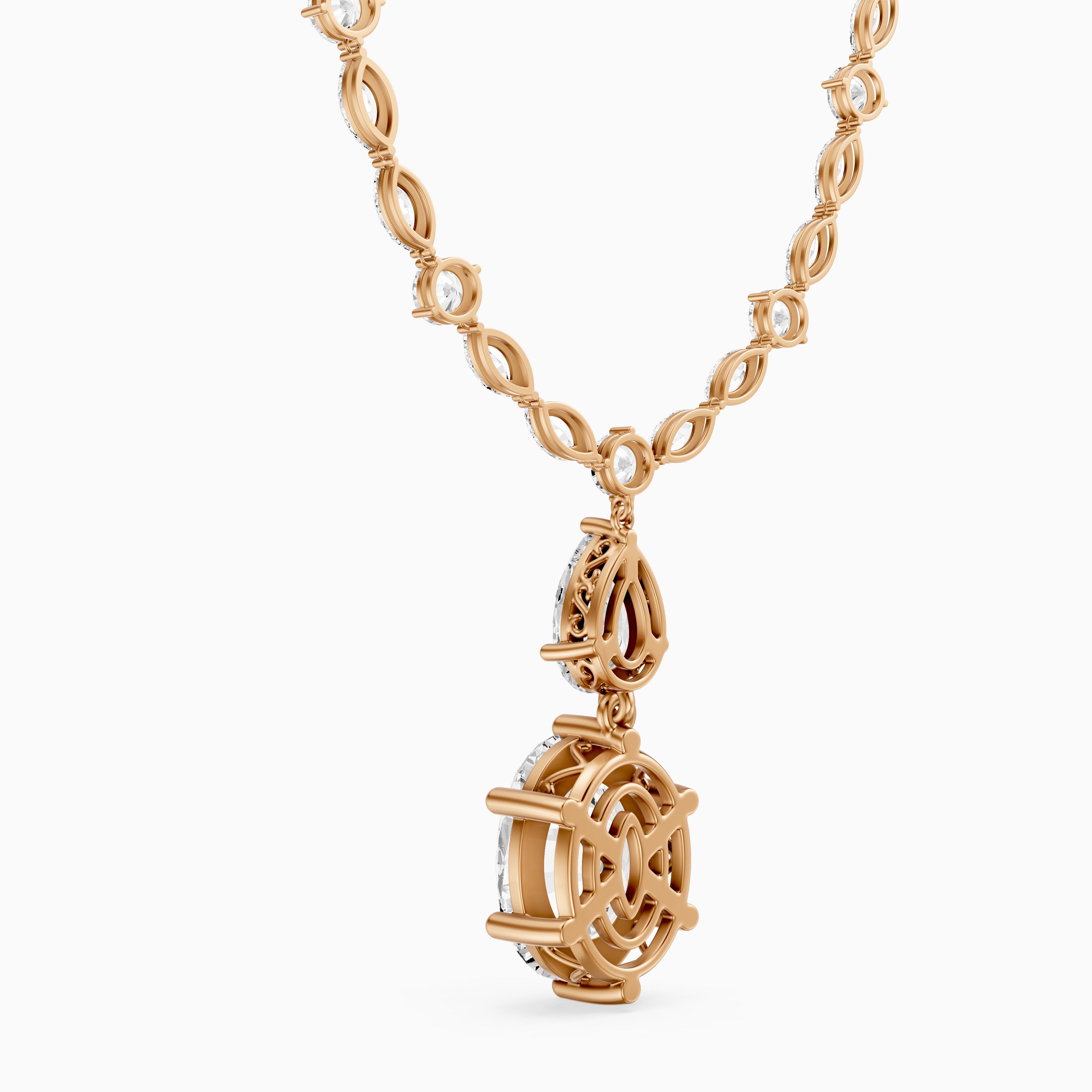 Serenity Mixed Cut Lab Grown Diamond Drop Tennis Necklace