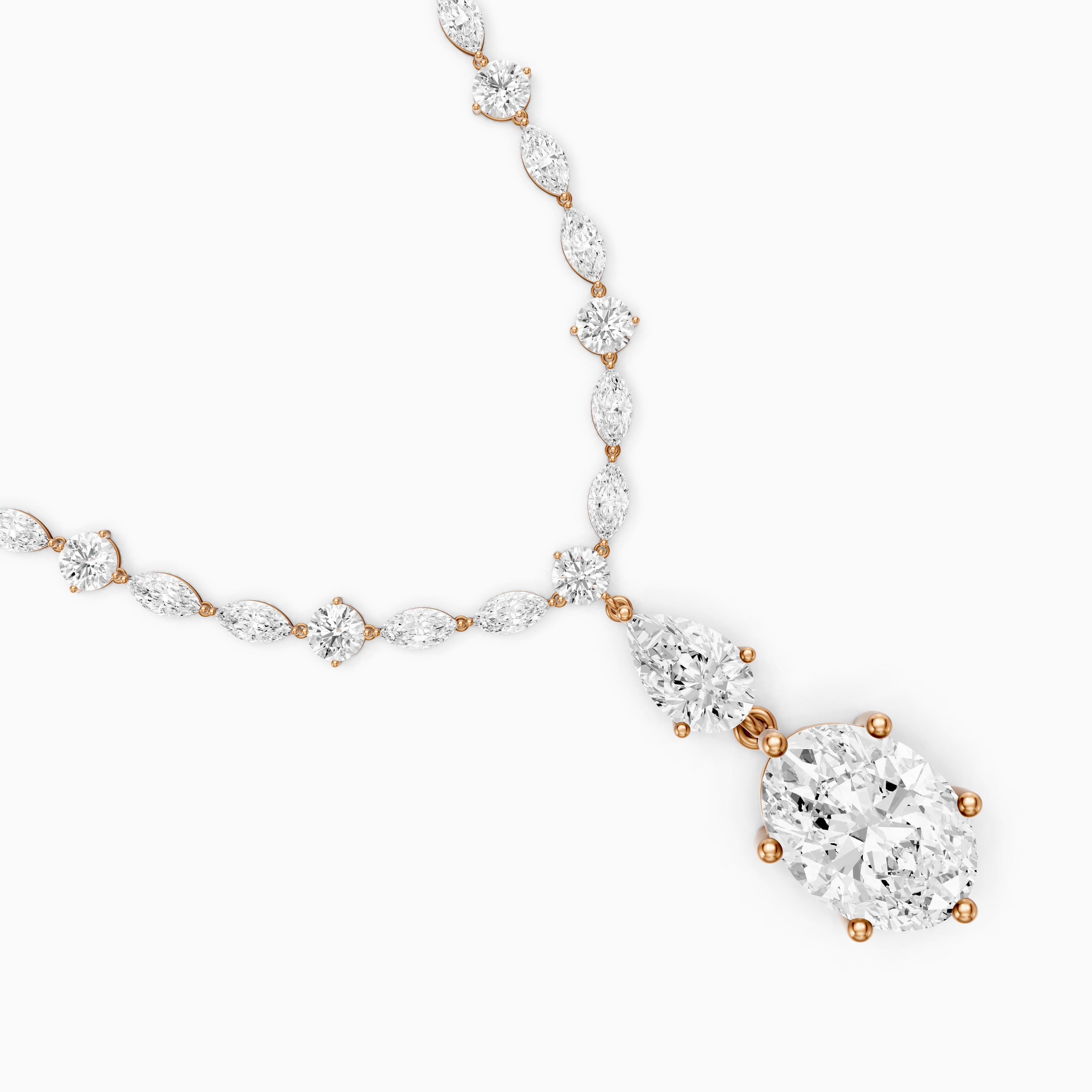 Serenity Mixed Cut Lab Grown Diamond Drop Tennis Necklace