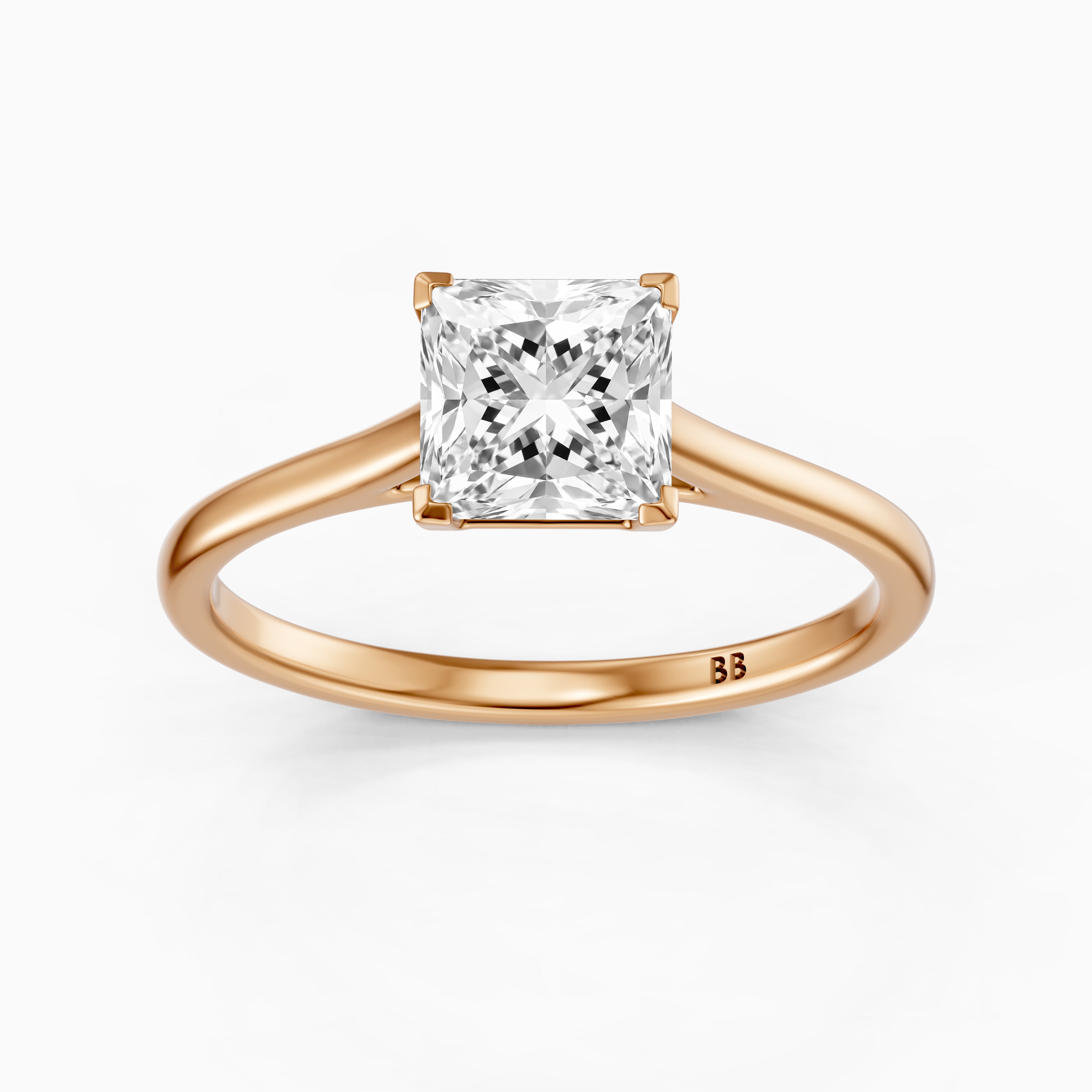 Brenda Princess Cut Solitaire Cathedral Style Lab Grown Engagement Ring