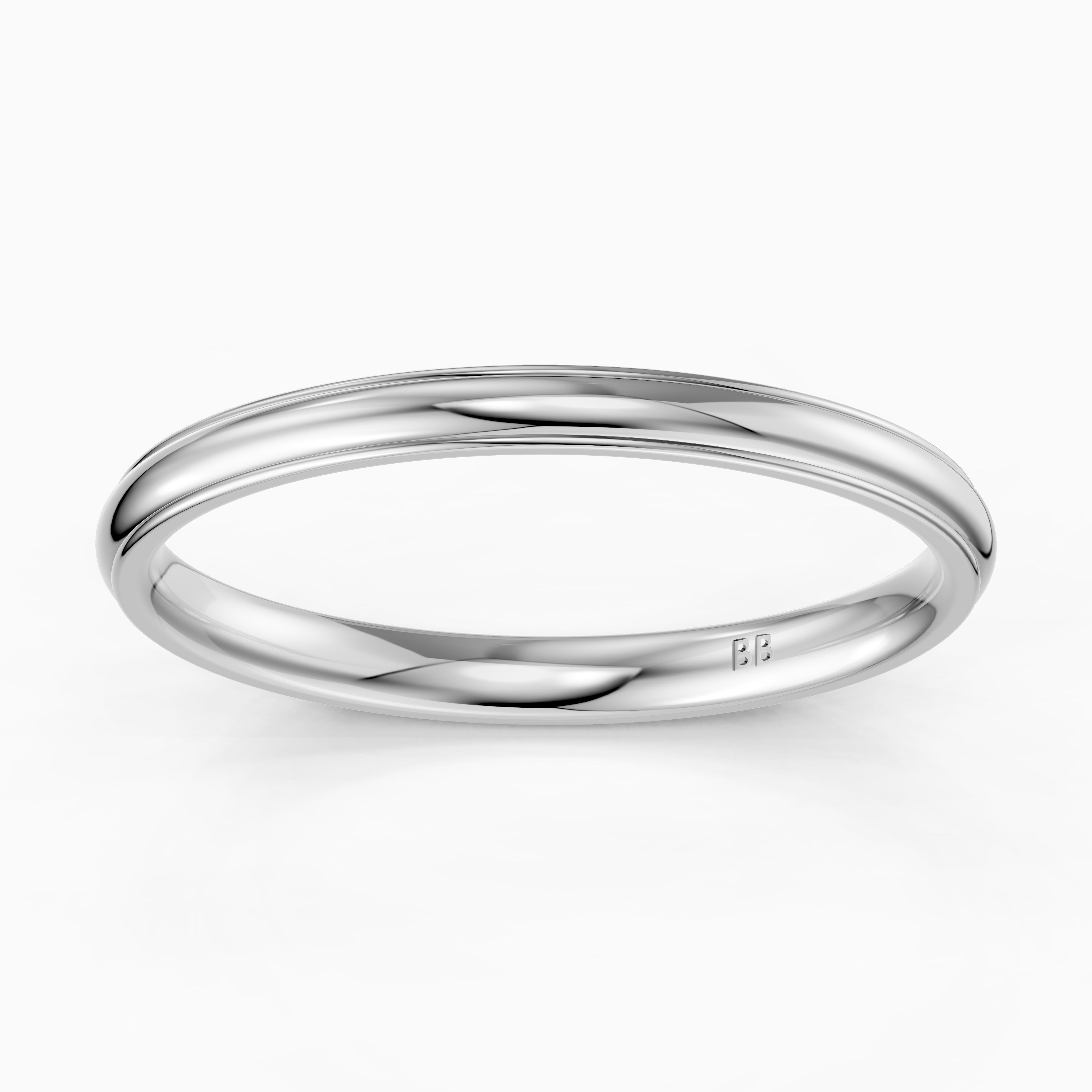 Nova Half Round Step Edge Plain Wedding Band