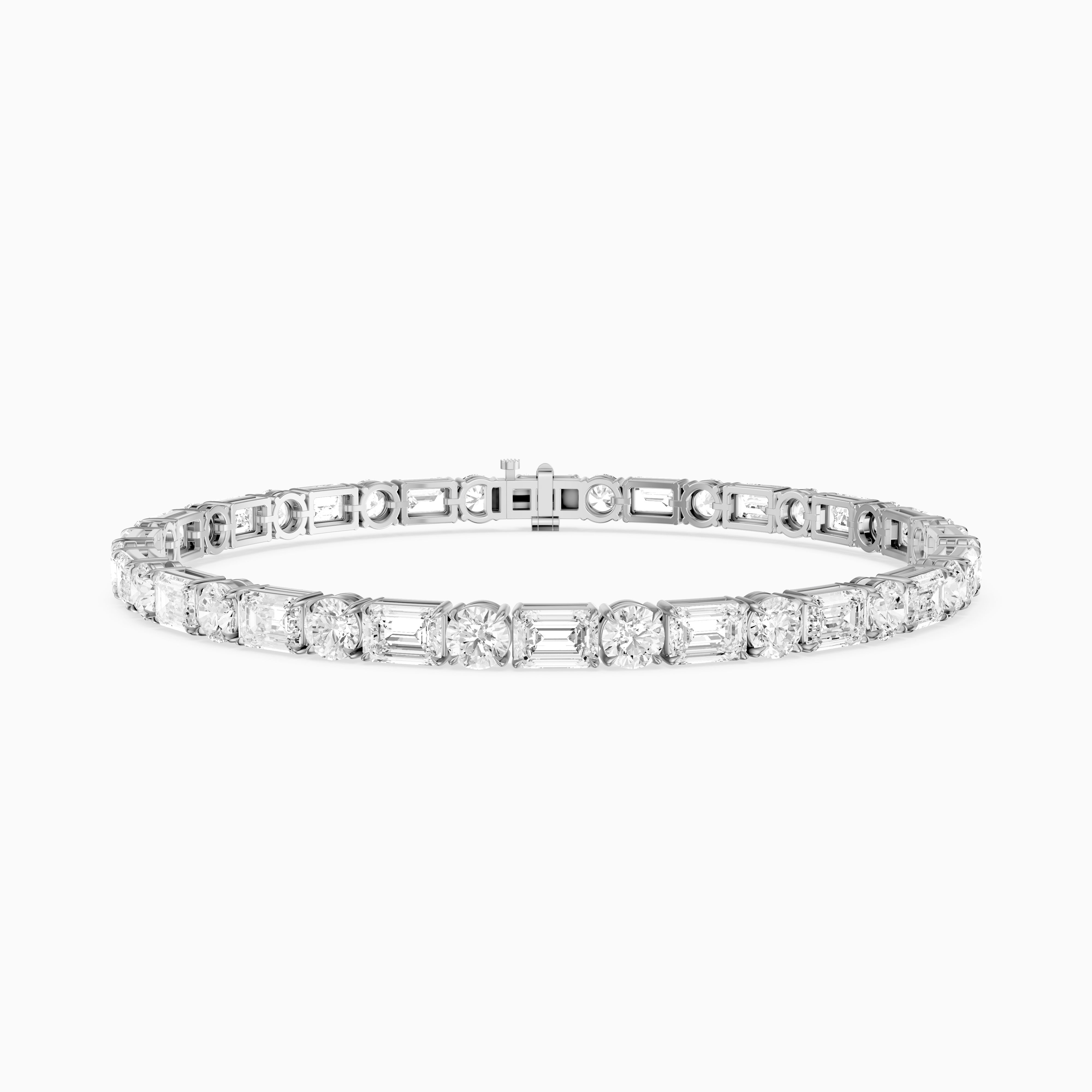Mileva Emerald and Round Lab Grown Diamond Tennis Bracelet