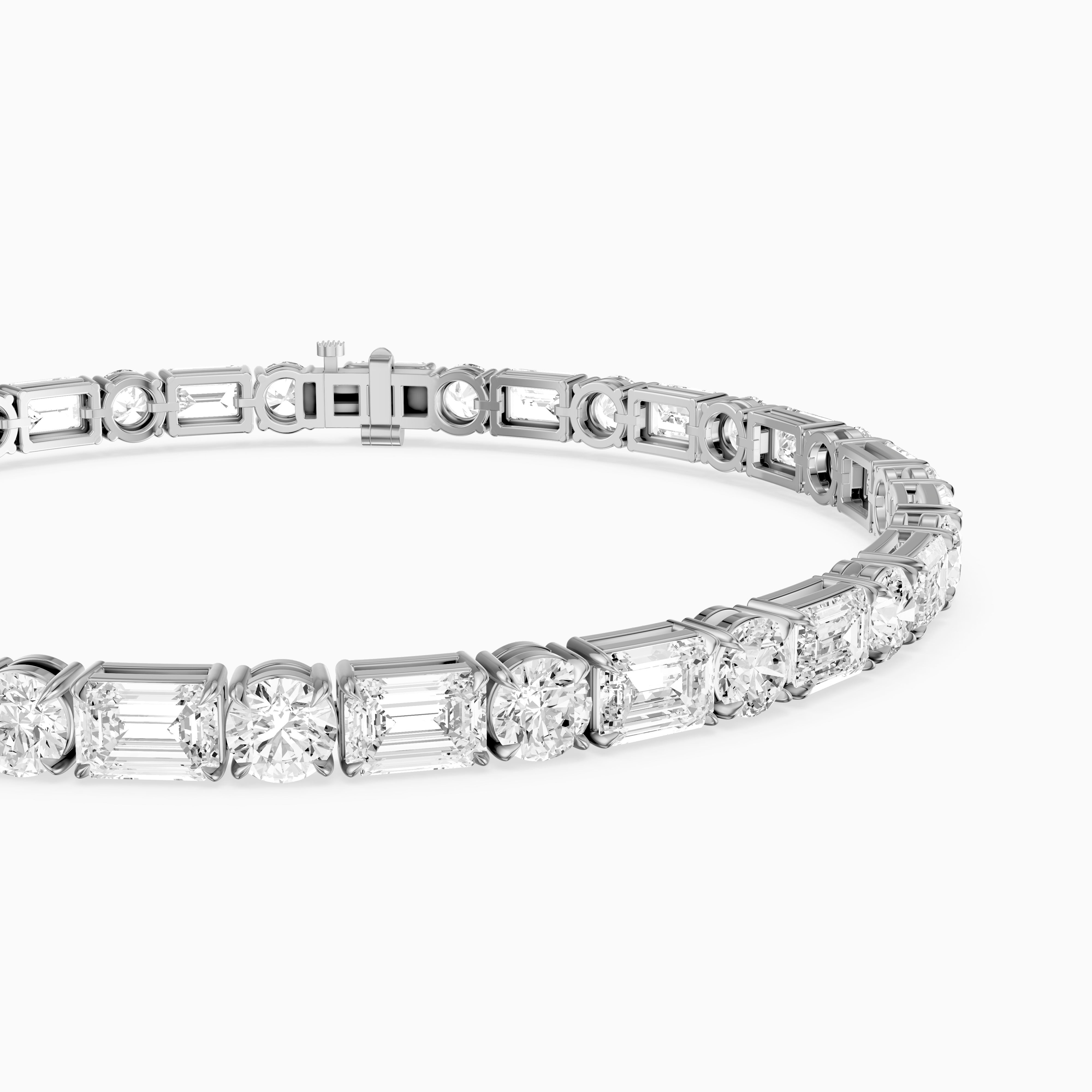 Mileva Emerald and Round Lab Grown Diamond Tennis Bracelet