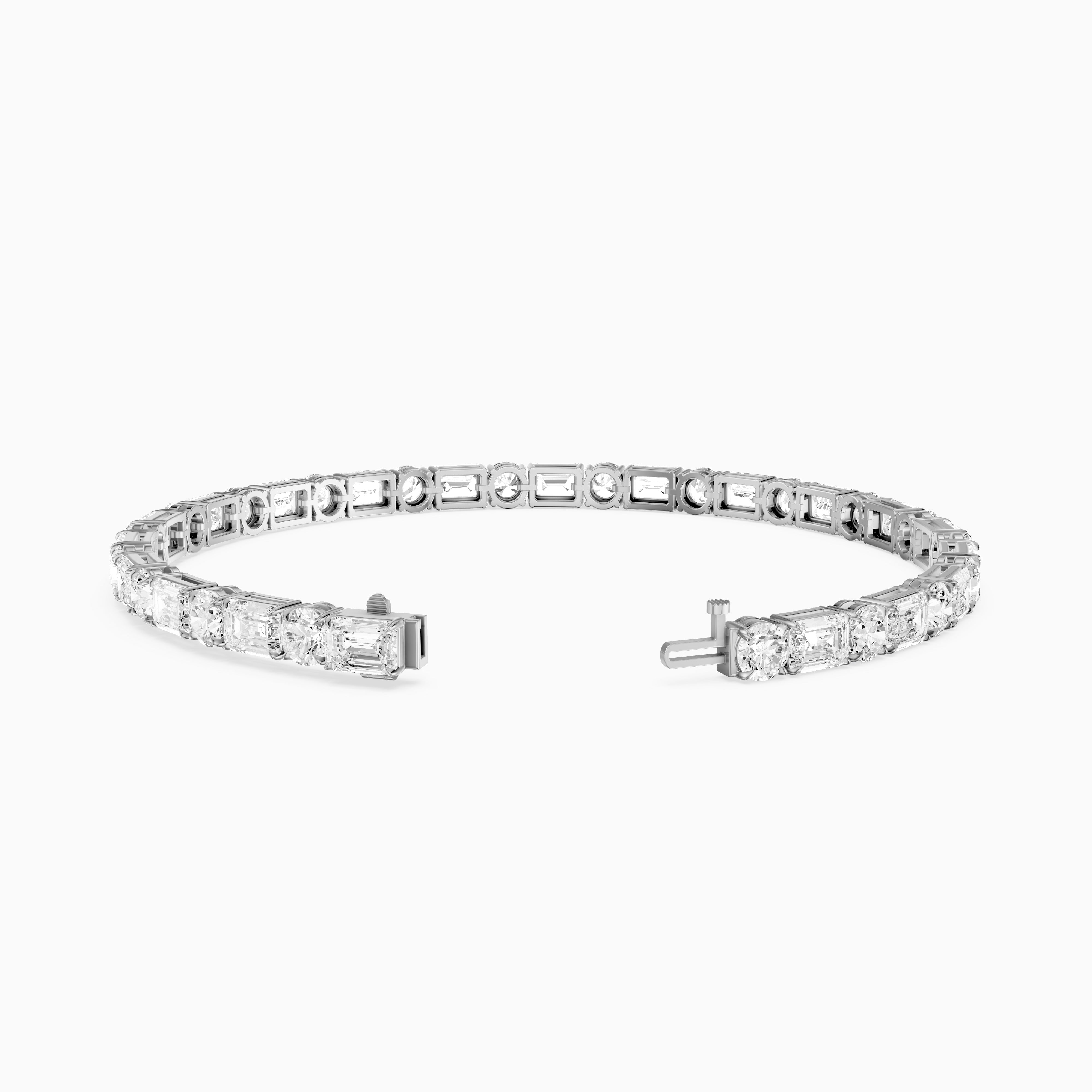 Mileva Emerald and Round Lab Grown Diamond Tennis Bracelet