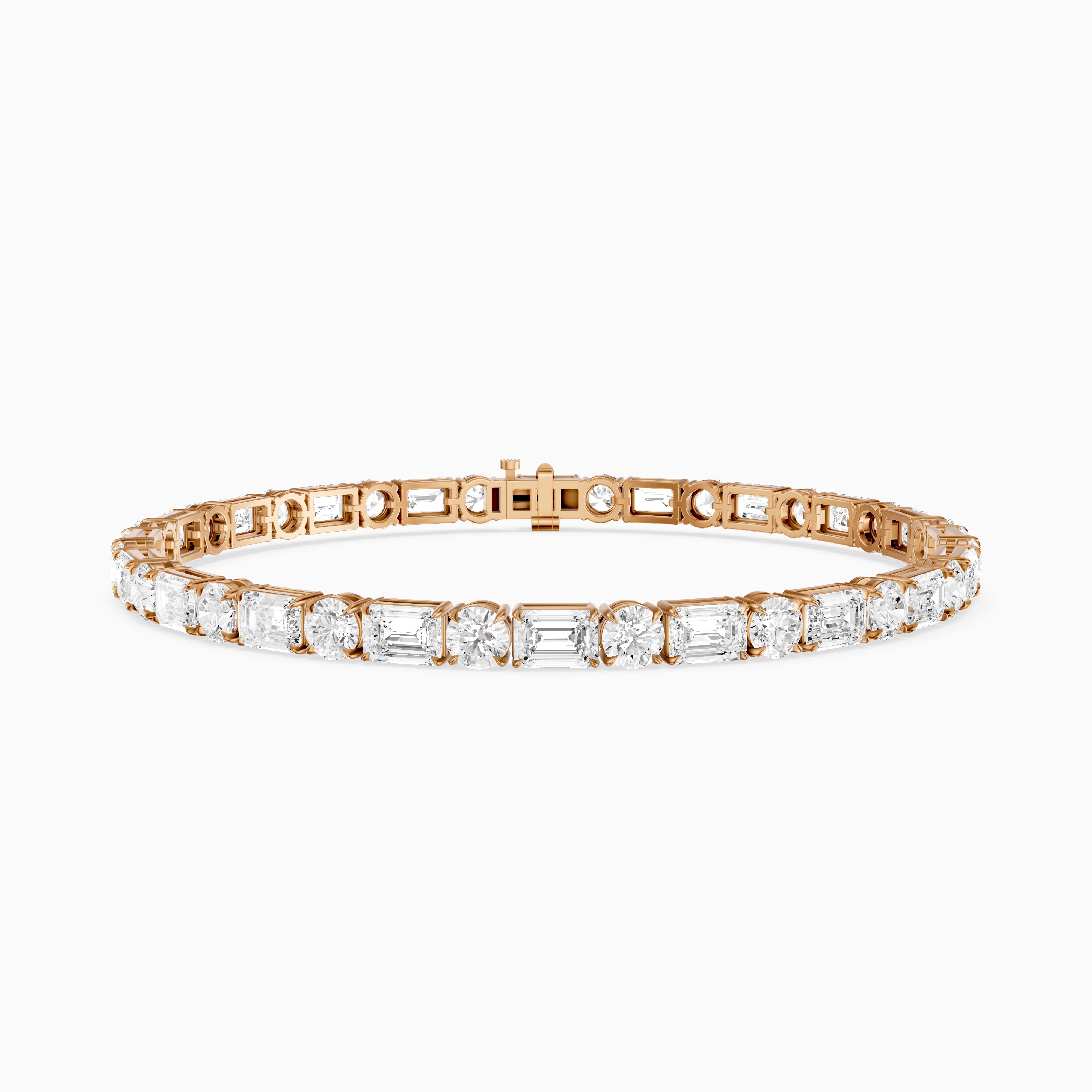 Mileva Emerald and Round Lab Grown Diamond Tennis Bracelet