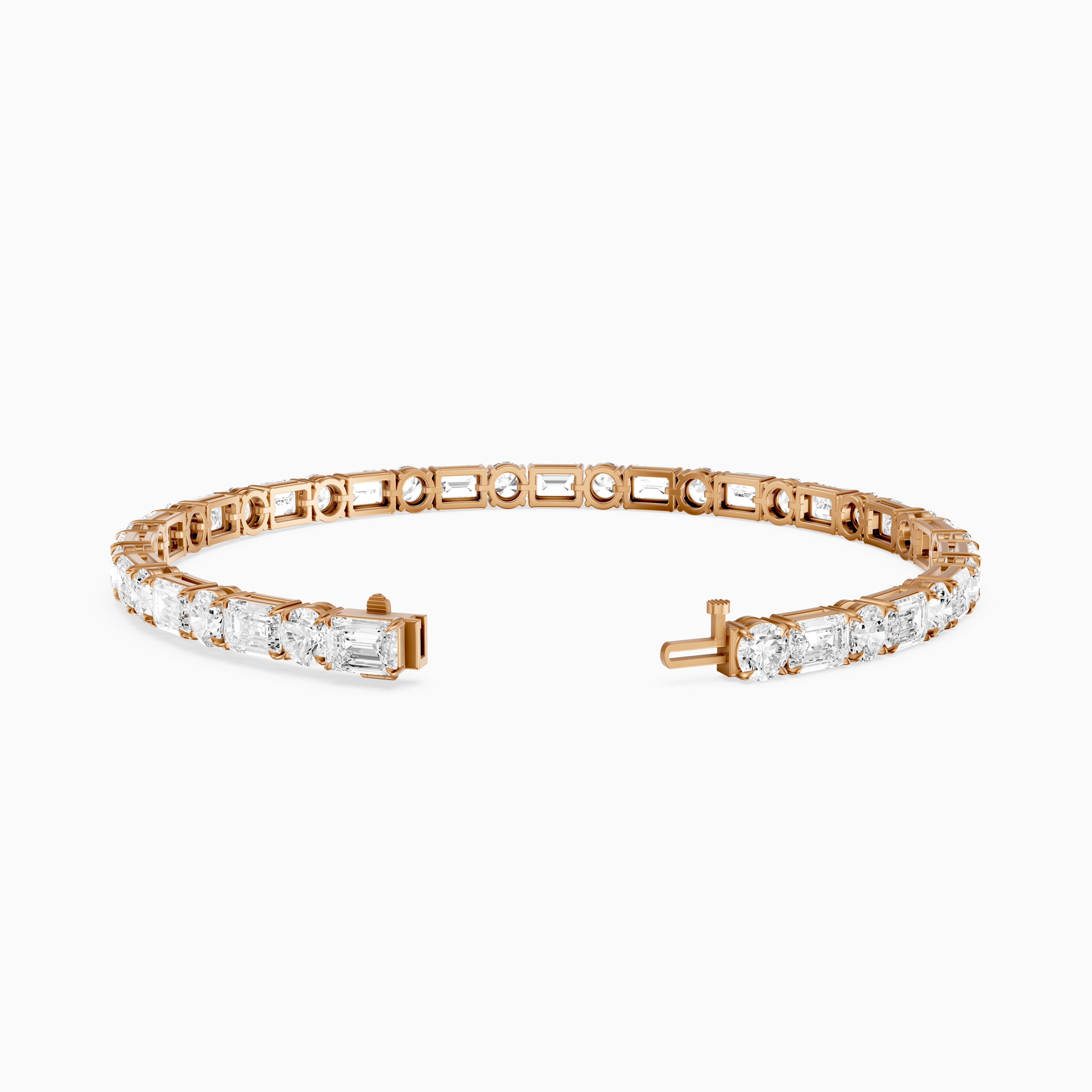 Mileva Emerald and Round Lab Grown Diamond Tennis Bracelet