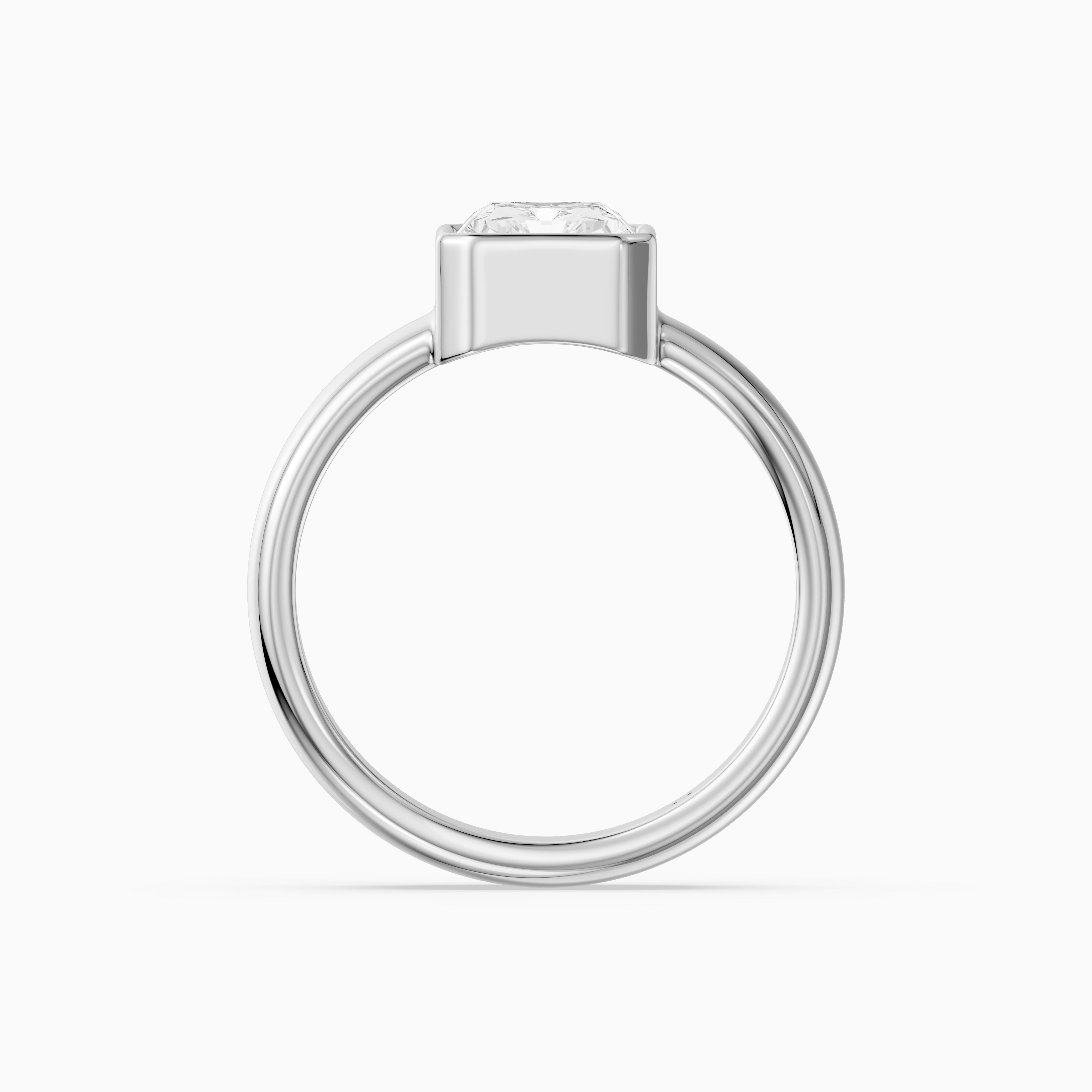Della Radiant Cut Lab Diamond Bezel Solitaire Wide Cigar Band