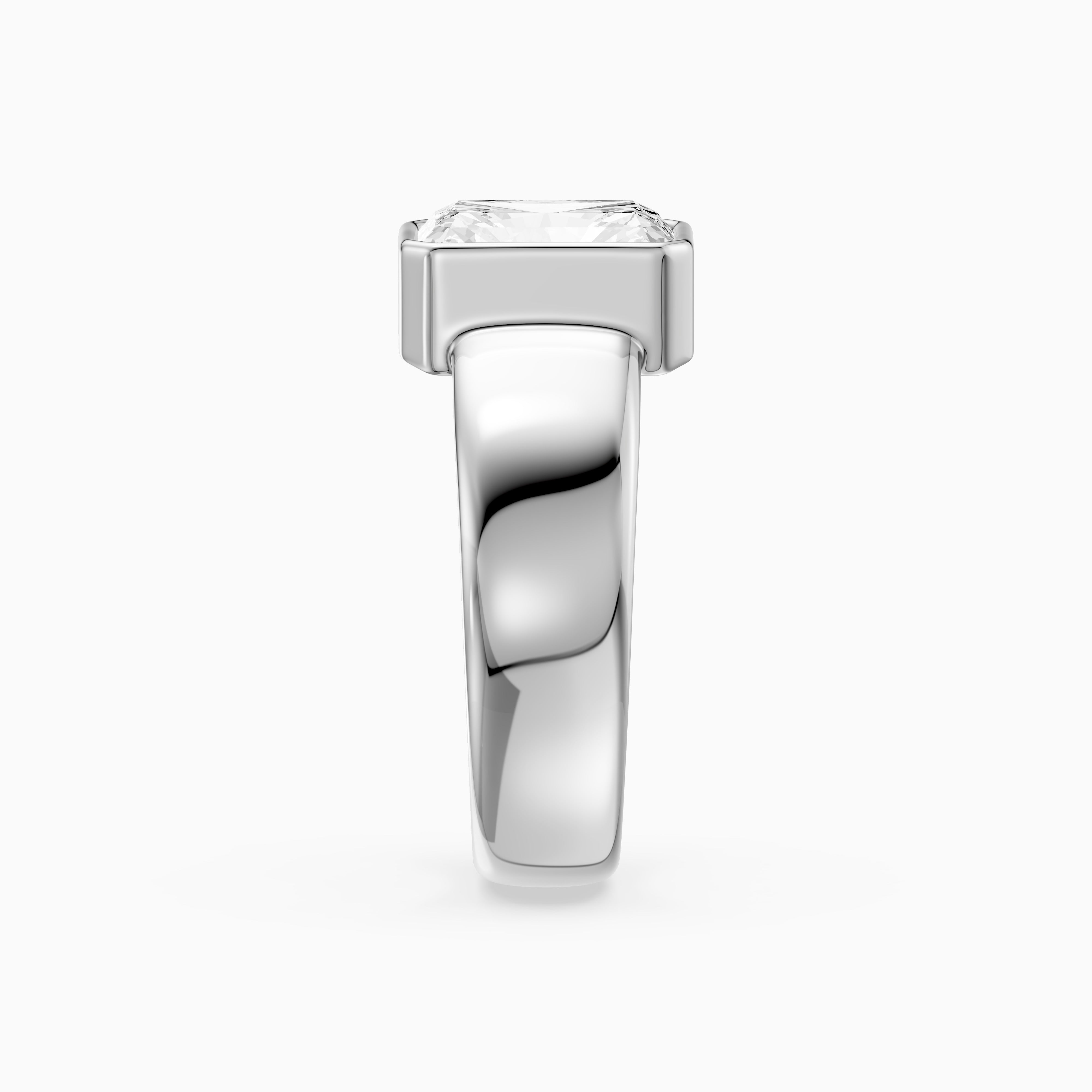 Della Radiant Cut Lab Diamond Bezel Solitaire Wide Cigar Band