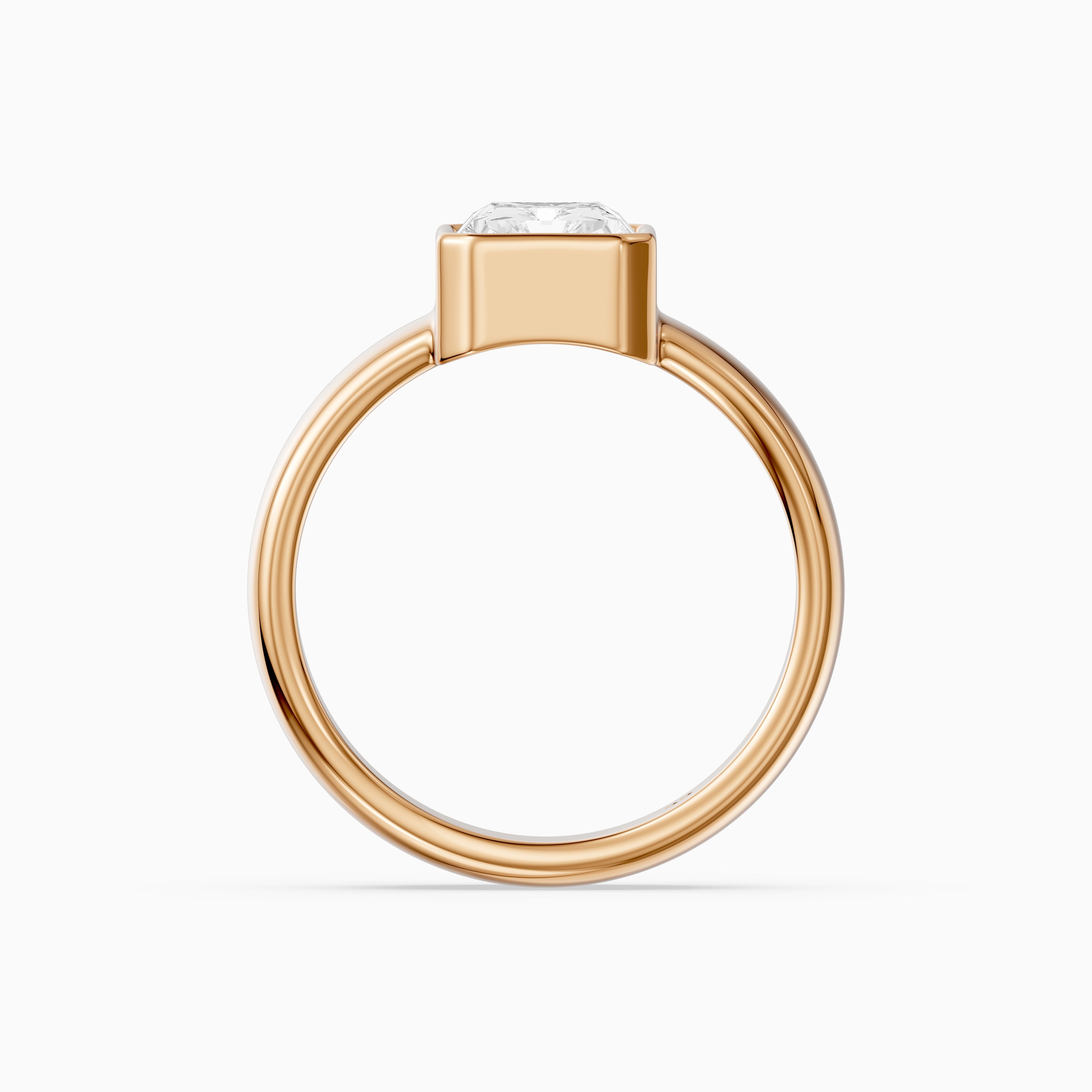 Della Radiant Cut Lab Diamond Bezel Solitaire Wide Cigar Band