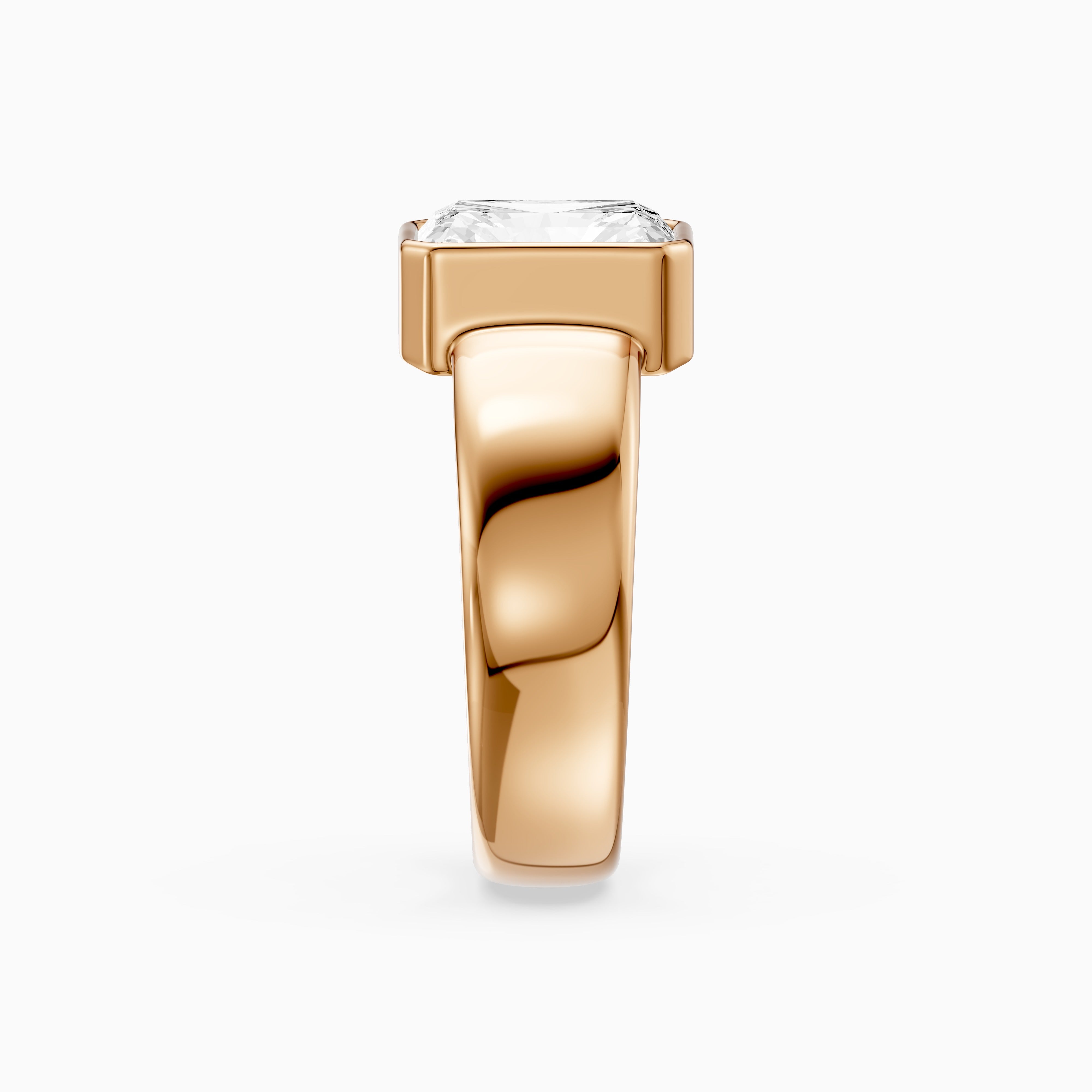 Della Radiant Cut Lab Diamond Bezel Solitaire Wide Cigar Band