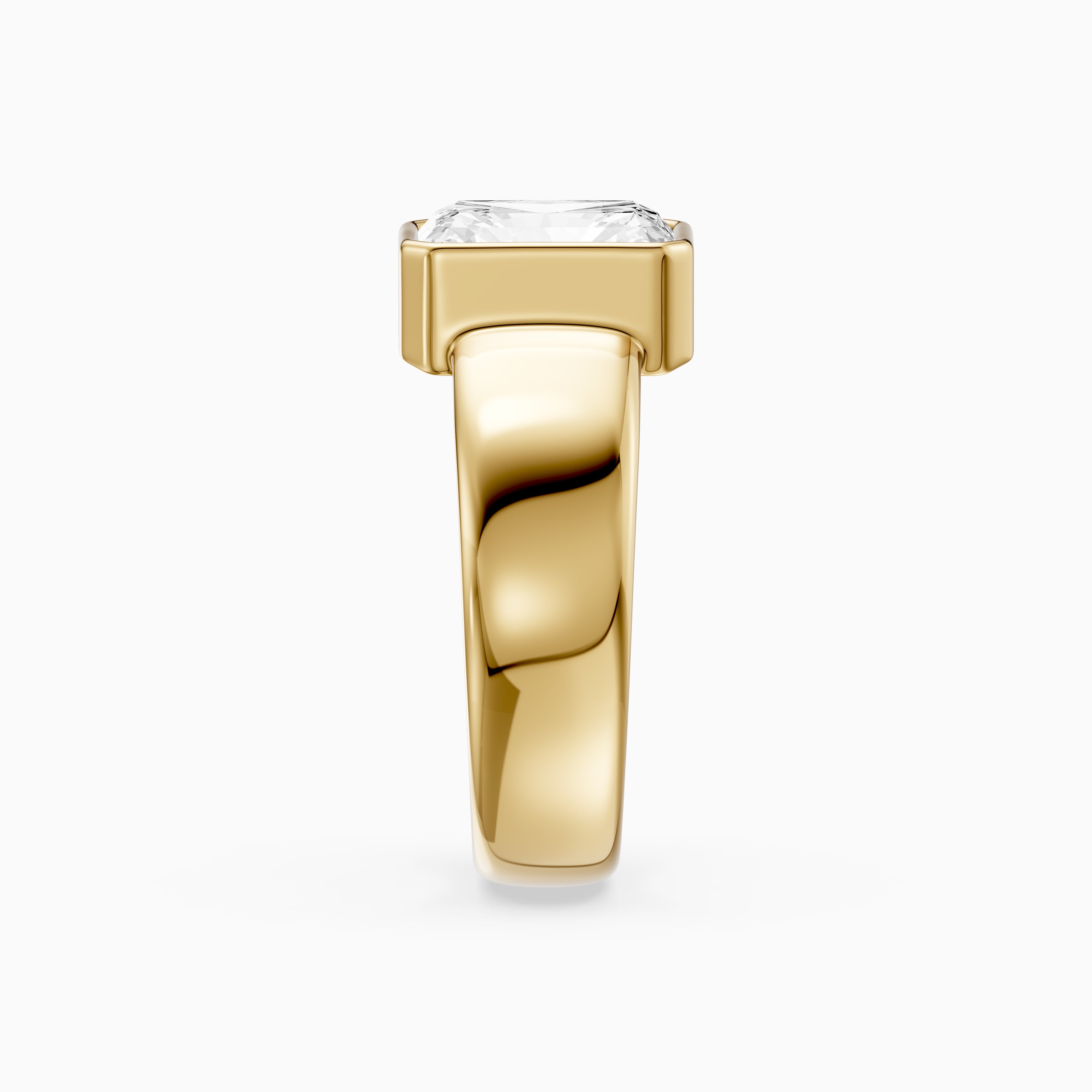 Della Radiant Cut Lab Diamond Bezel Solitaire Wide Cigar Band