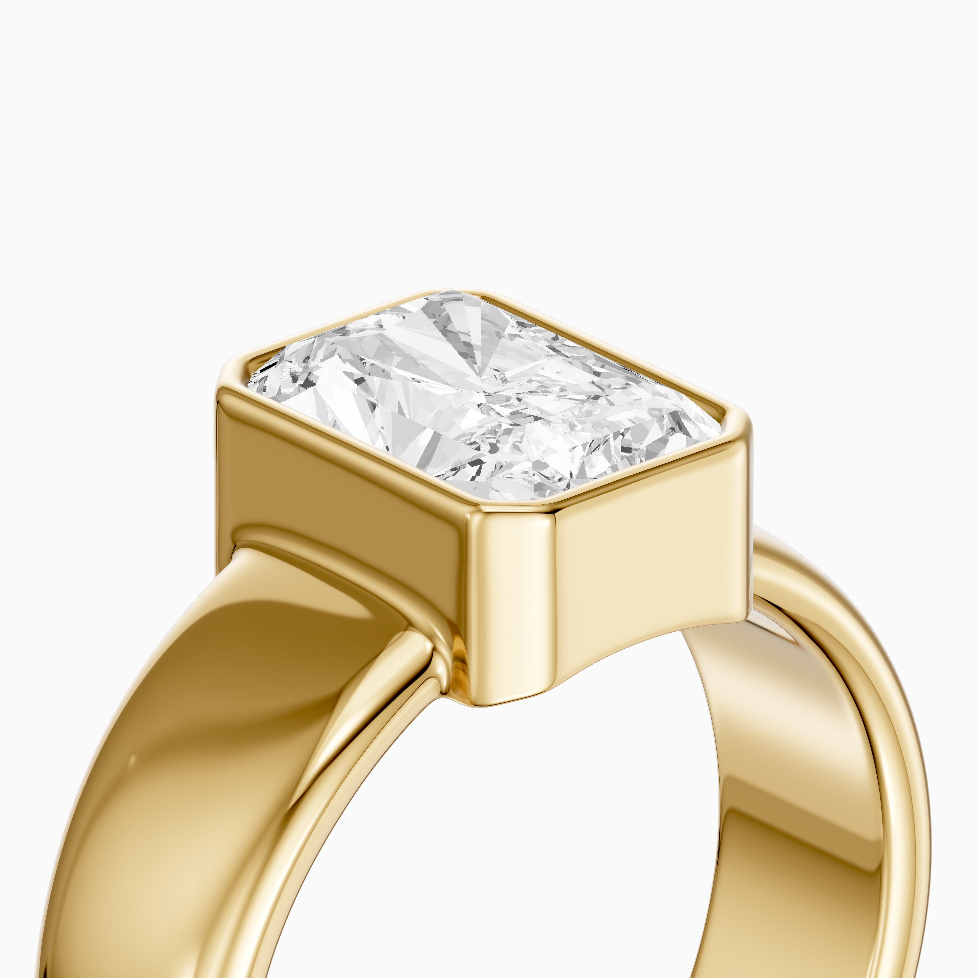 Della Radiant Cut Lab Diamond Bezel Solitaire Wide Cigar Band