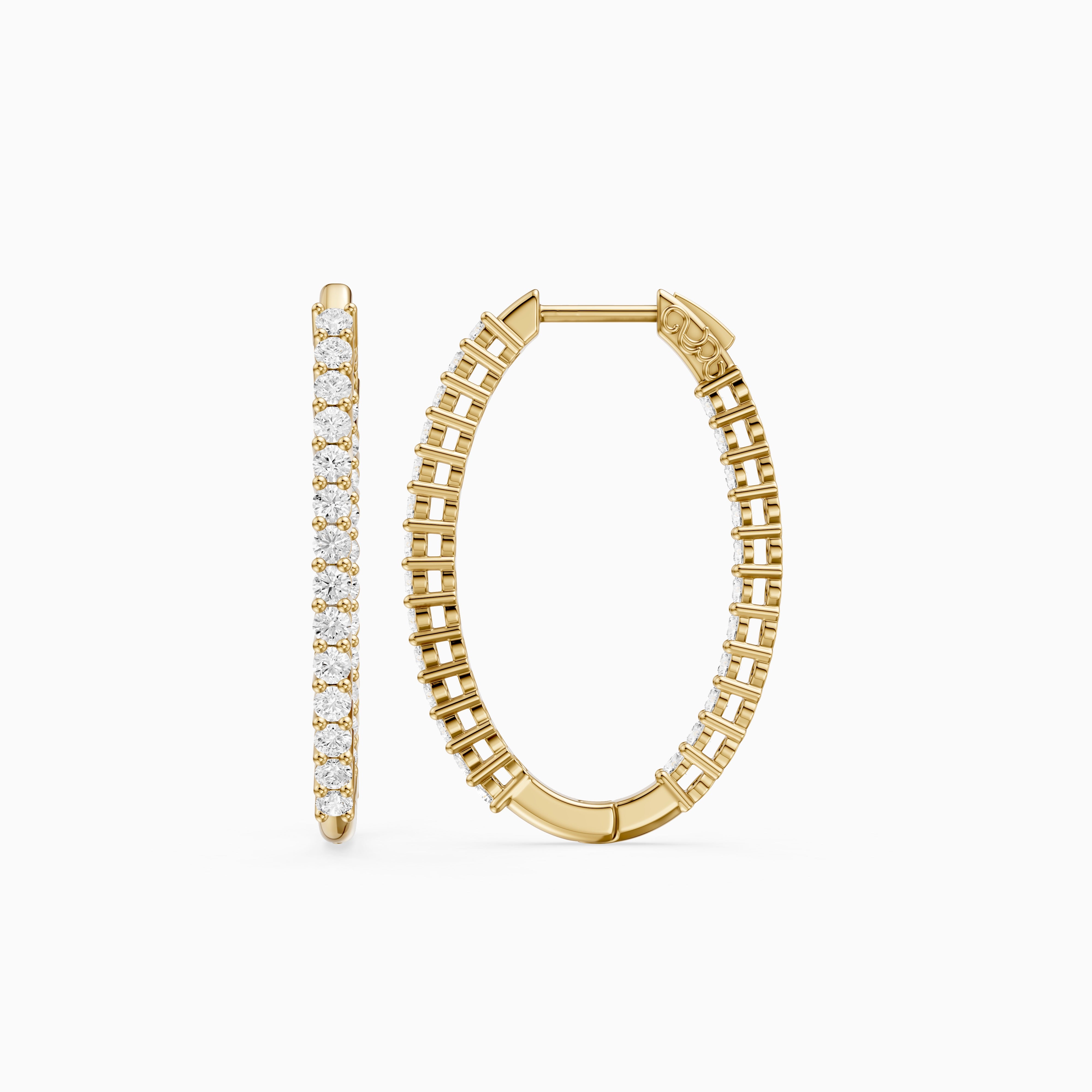 Odessa Round Lab Grown Diamond Oval Shaped Inside Out Hoop Earrings
