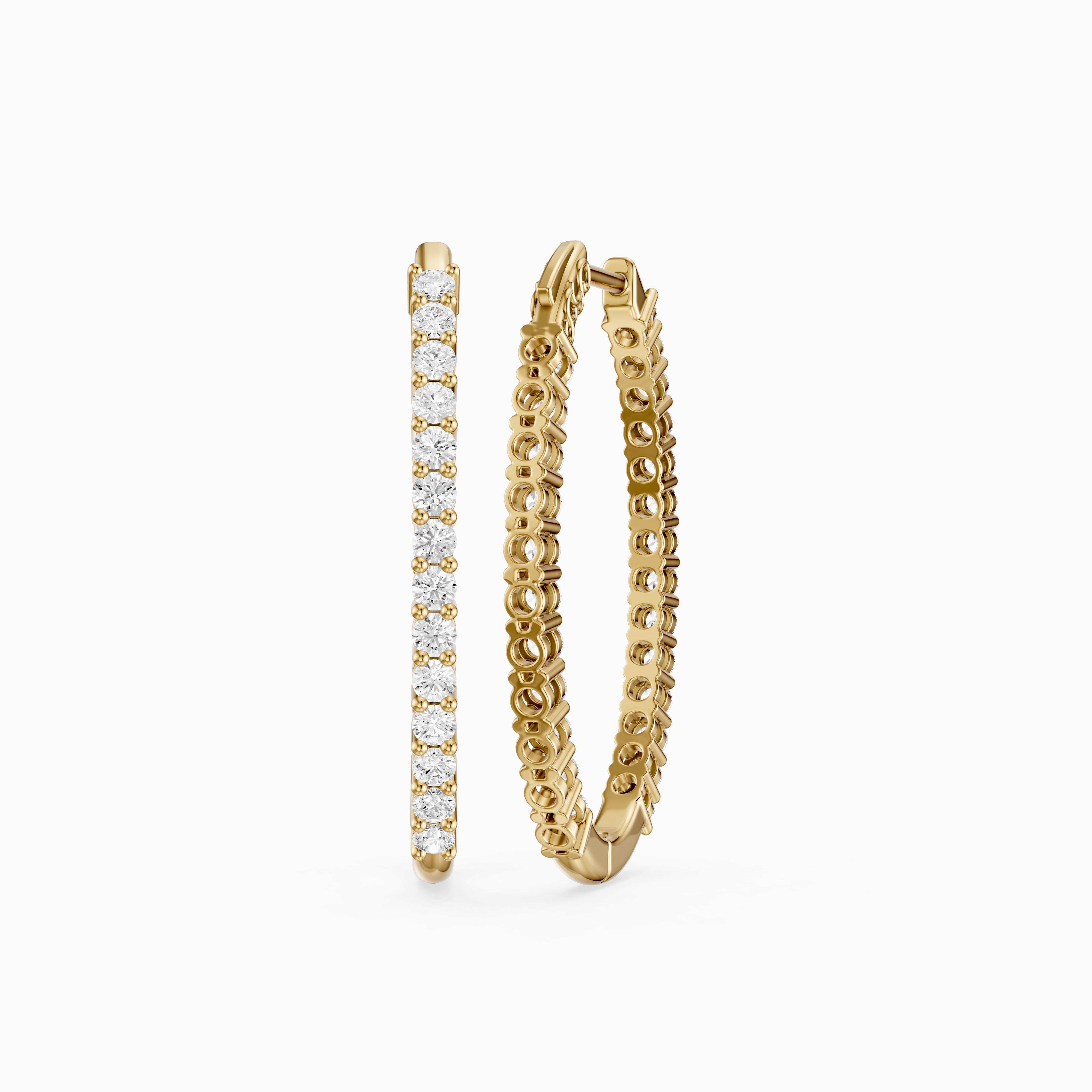 Odessa Round Lab Grown Diamond Oval Shaped Inside Out Hoop Earrings