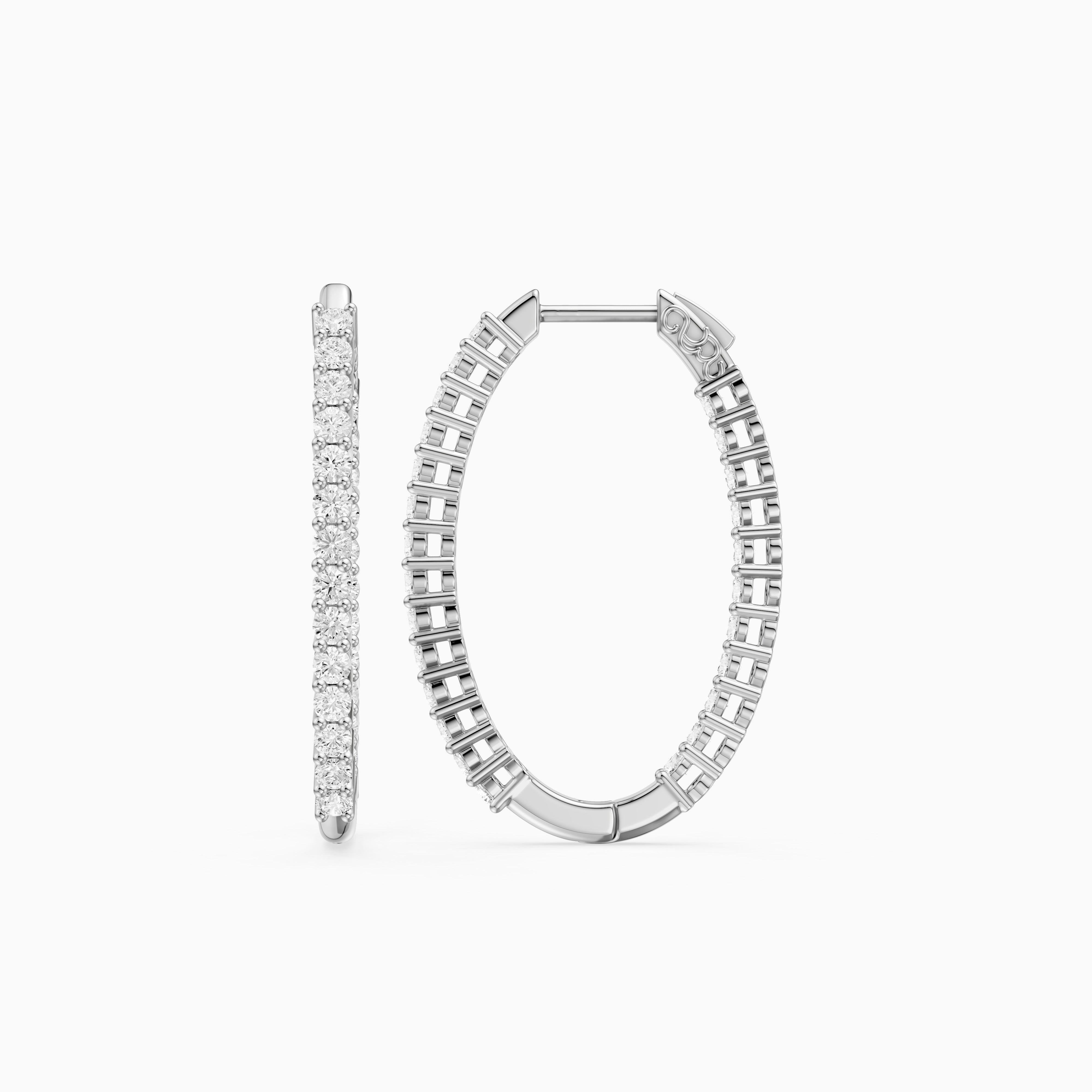 Odessa Round Lab Grown Diamond Oval Shaped Inside Out Hoop Earrings
