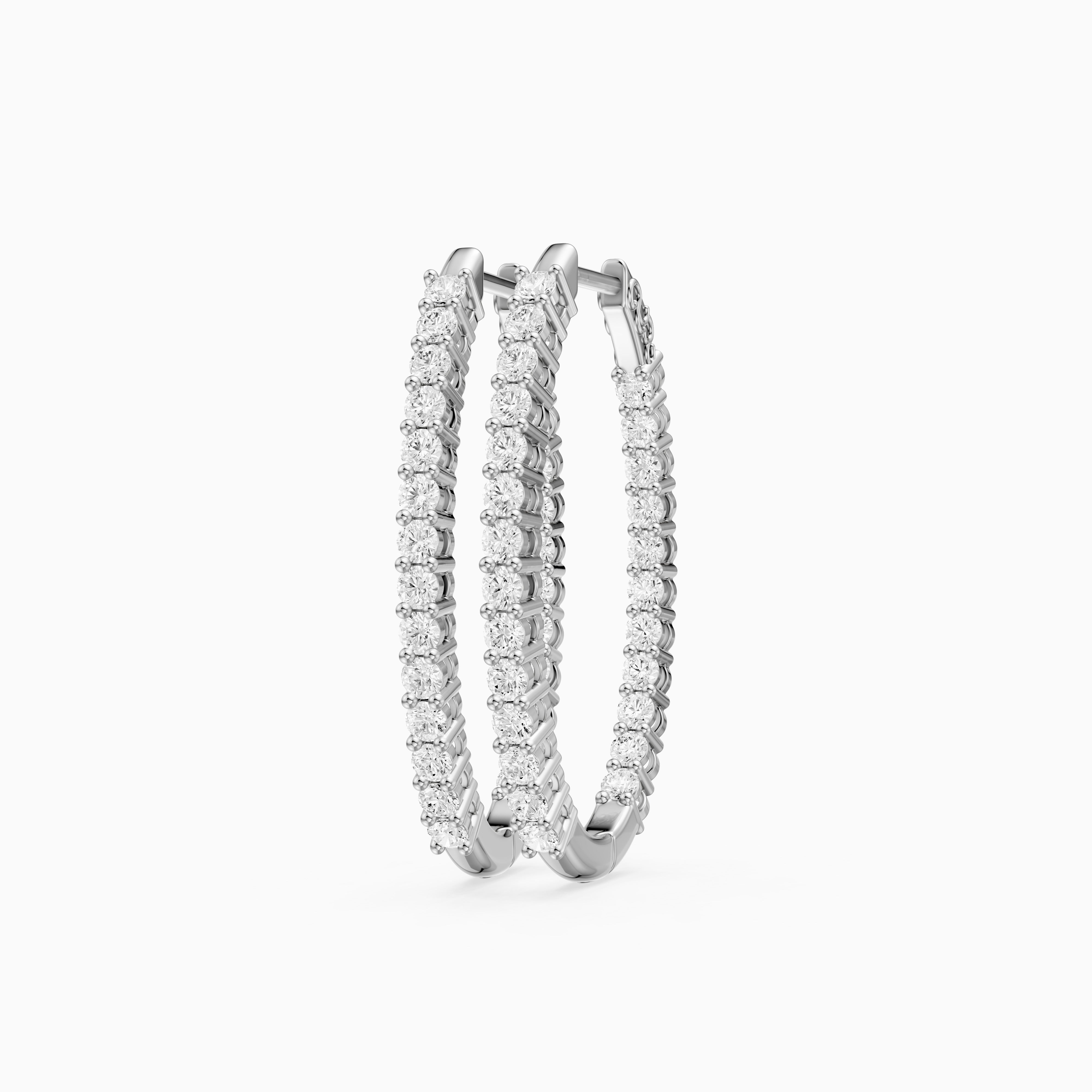 Odessa Round Lab Grown Diamond Oval Shaped Inside Out Hoop Earrings