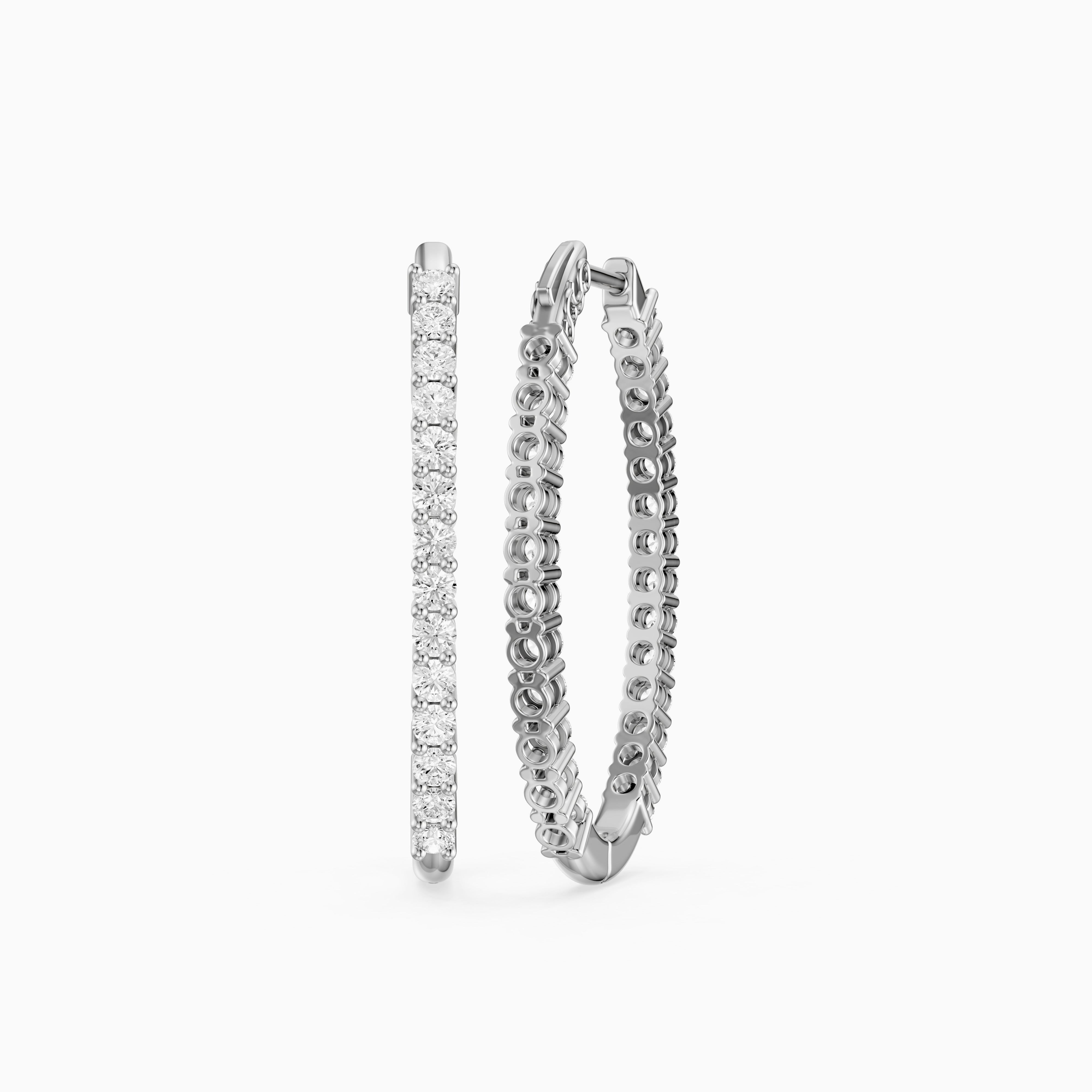 Odessa Round Lab Grown Diamond Oval Shaped Inside Out Hoop Earrings