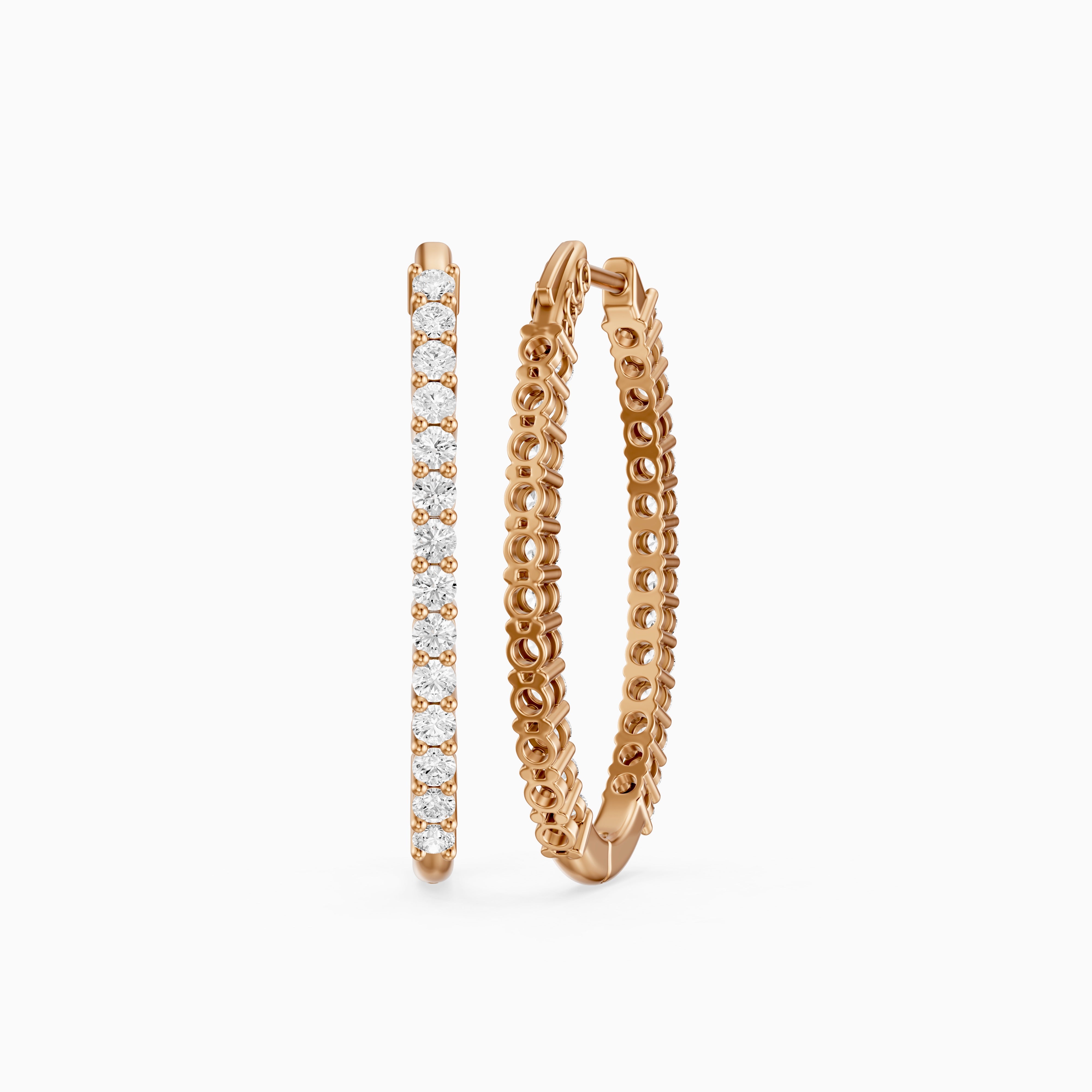 Odessa Round Lab Grown Diamond Oval Shaped Inside Out Hoop Earrings
