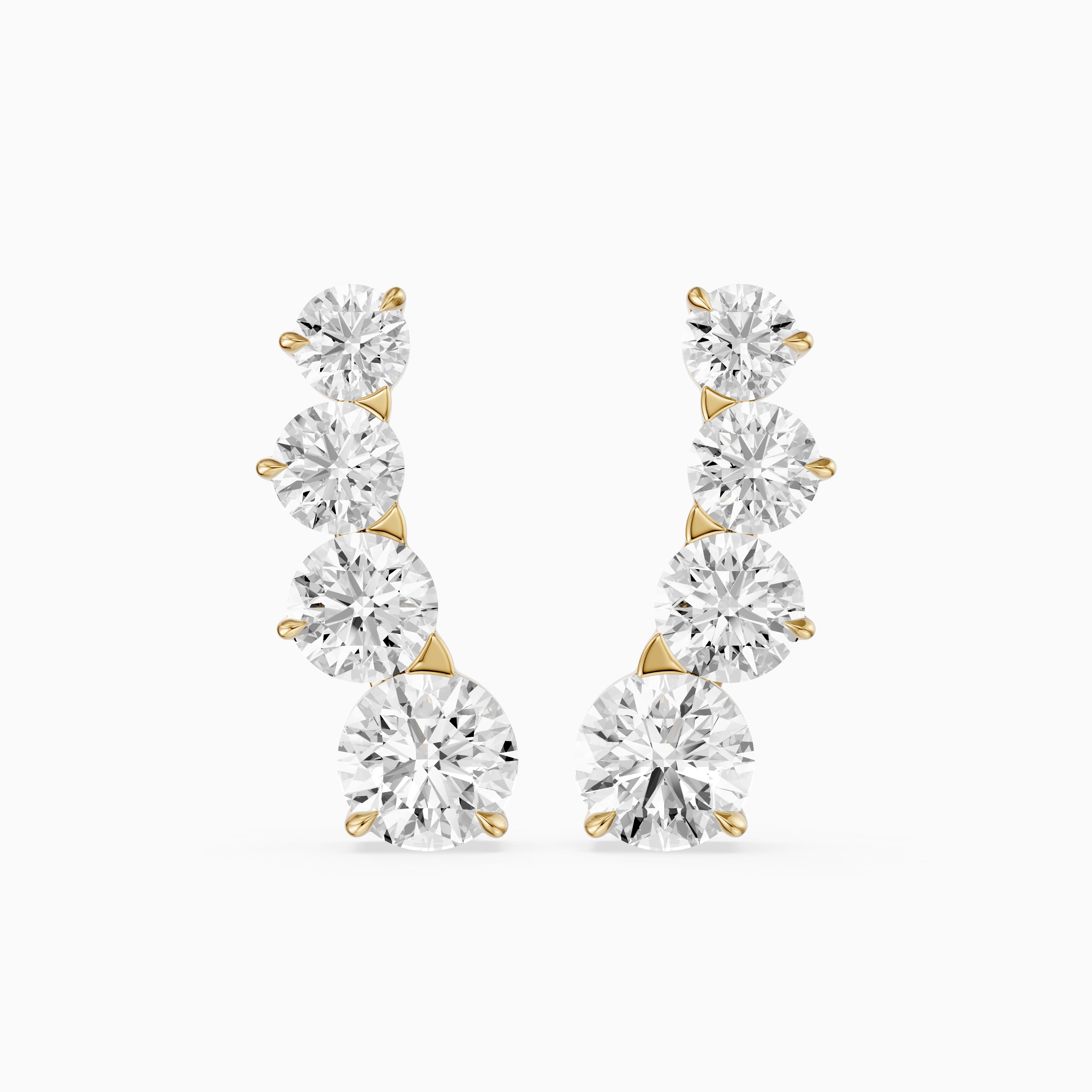 Caitlin Graduated Round Lab Grown Diamond Ear Climber Earrings