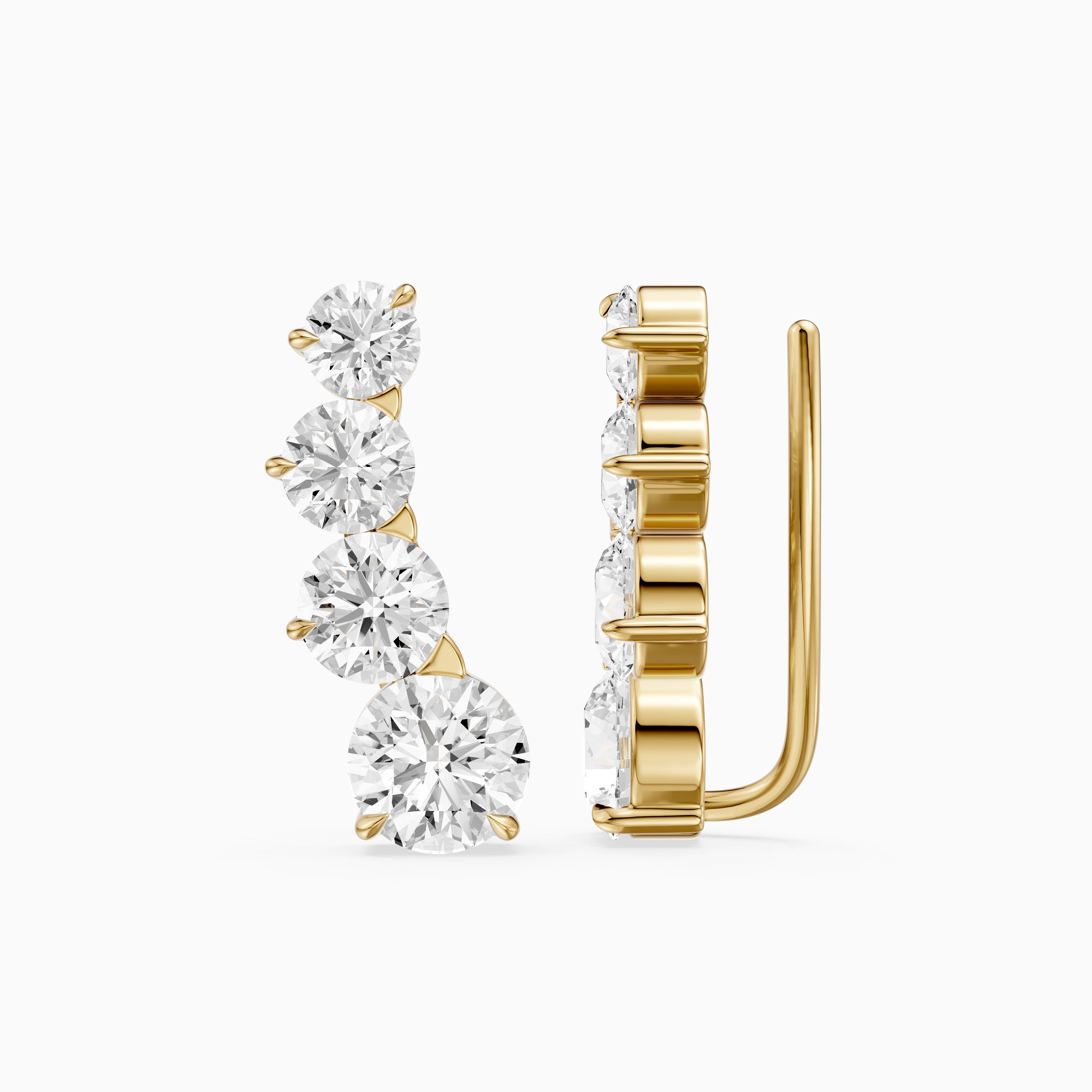 Caitlin Graduated Round Lab Grown Diamond Ear Climber Earrings
