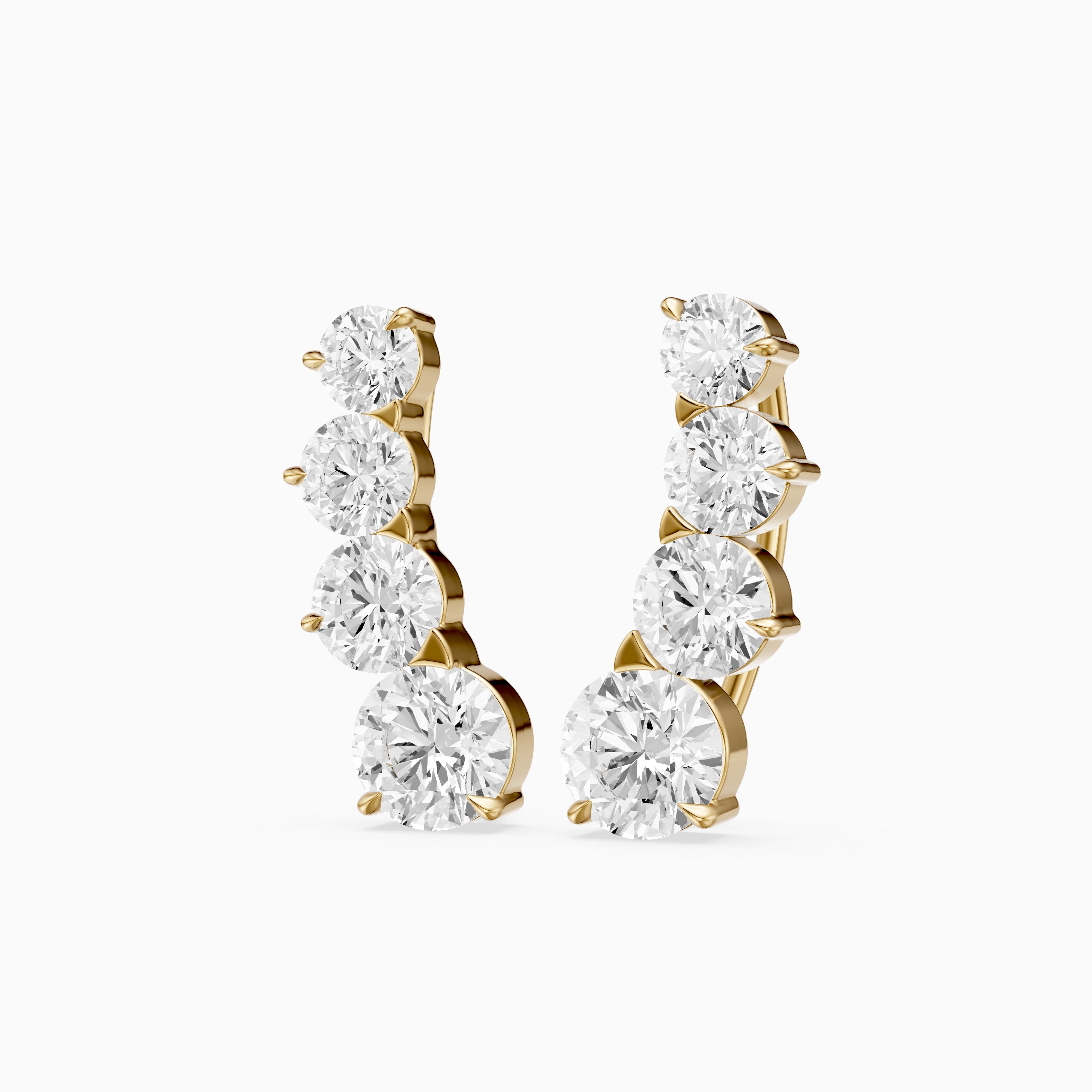 Caitlin Graduated Round Lab Grown Diamond Ear Climber Earrings