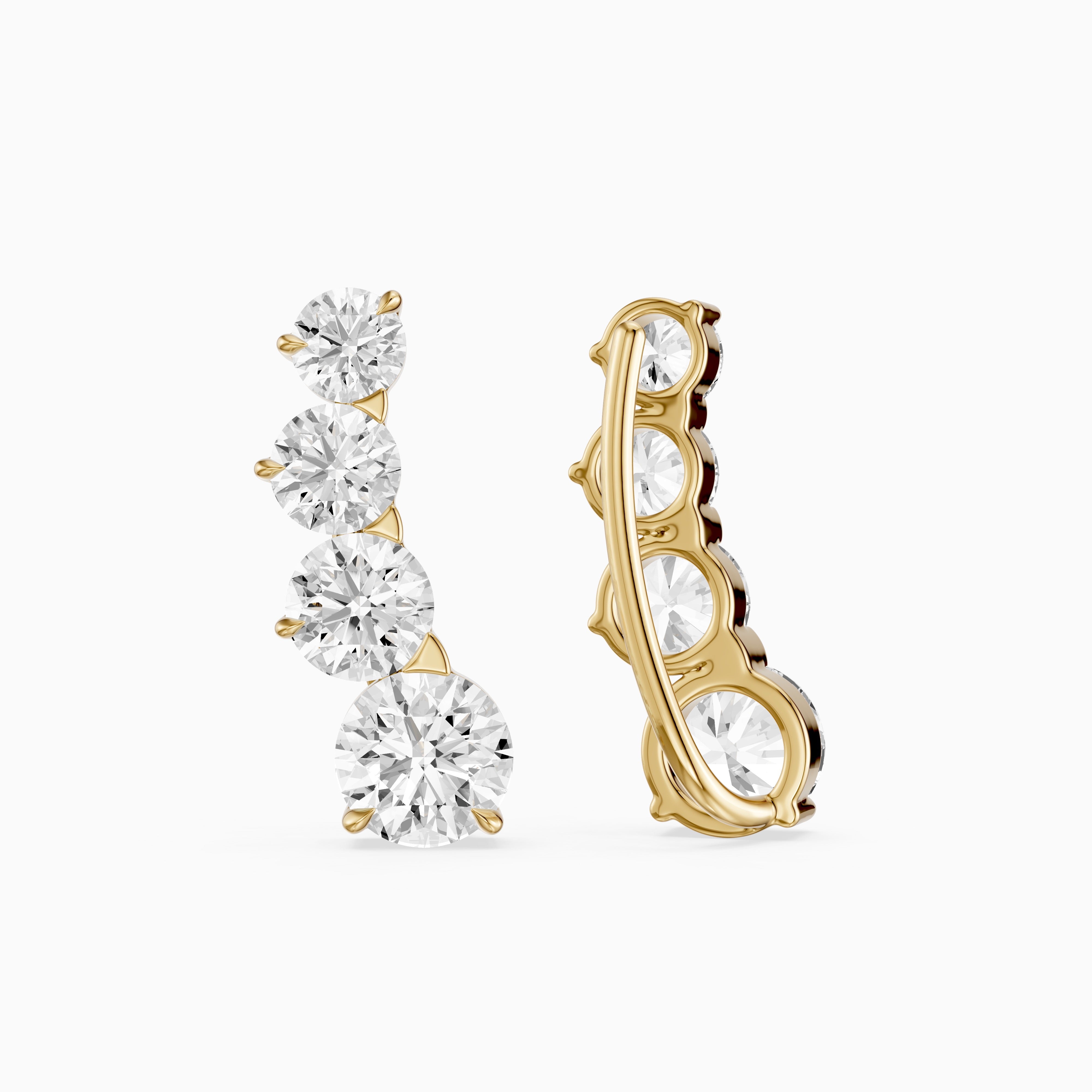 Caitlin Graduated Round Lab Grown Diamond Ear Climber Earrings