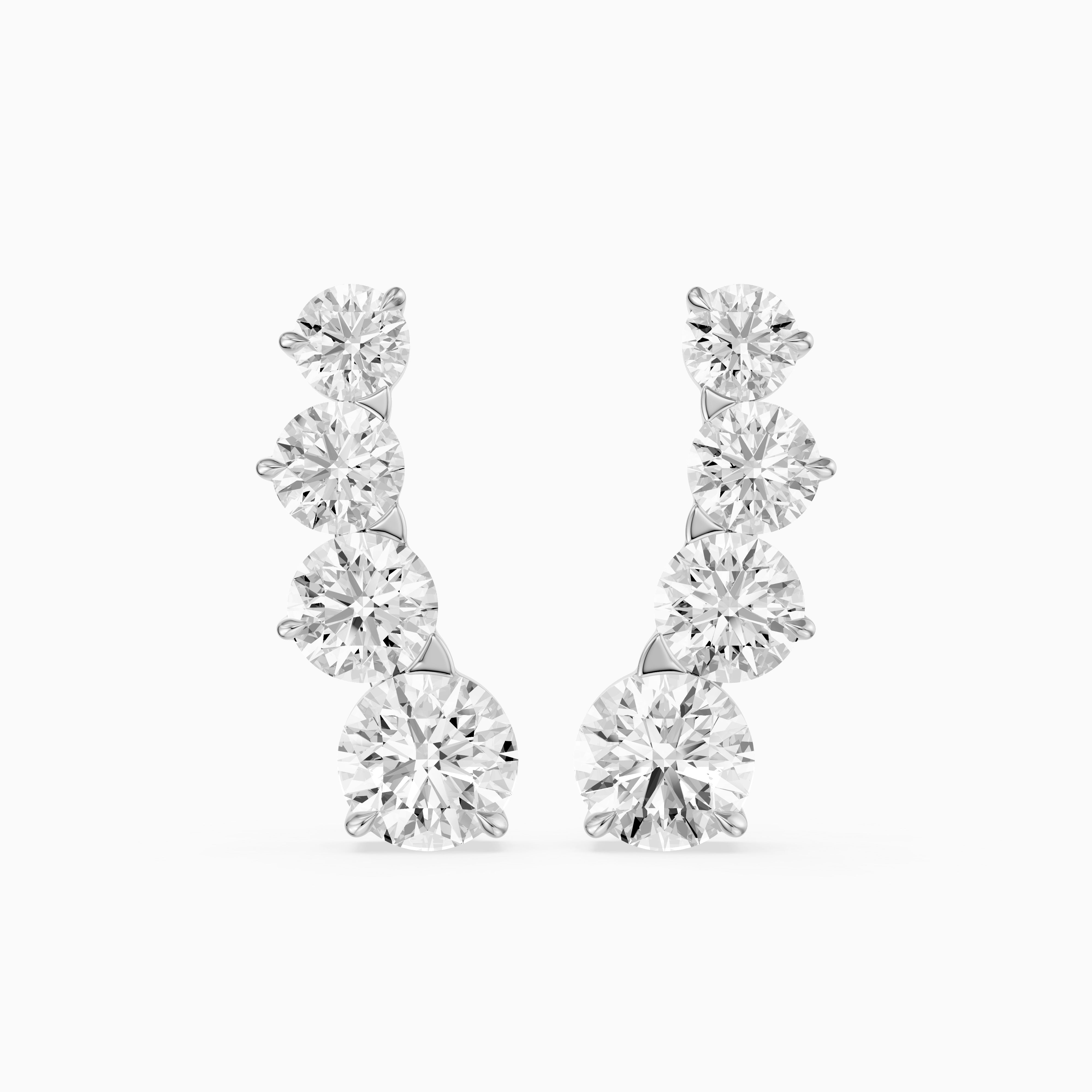 Caitlin Graduated Round Lab Grown Diamond Ear Climber Earrings